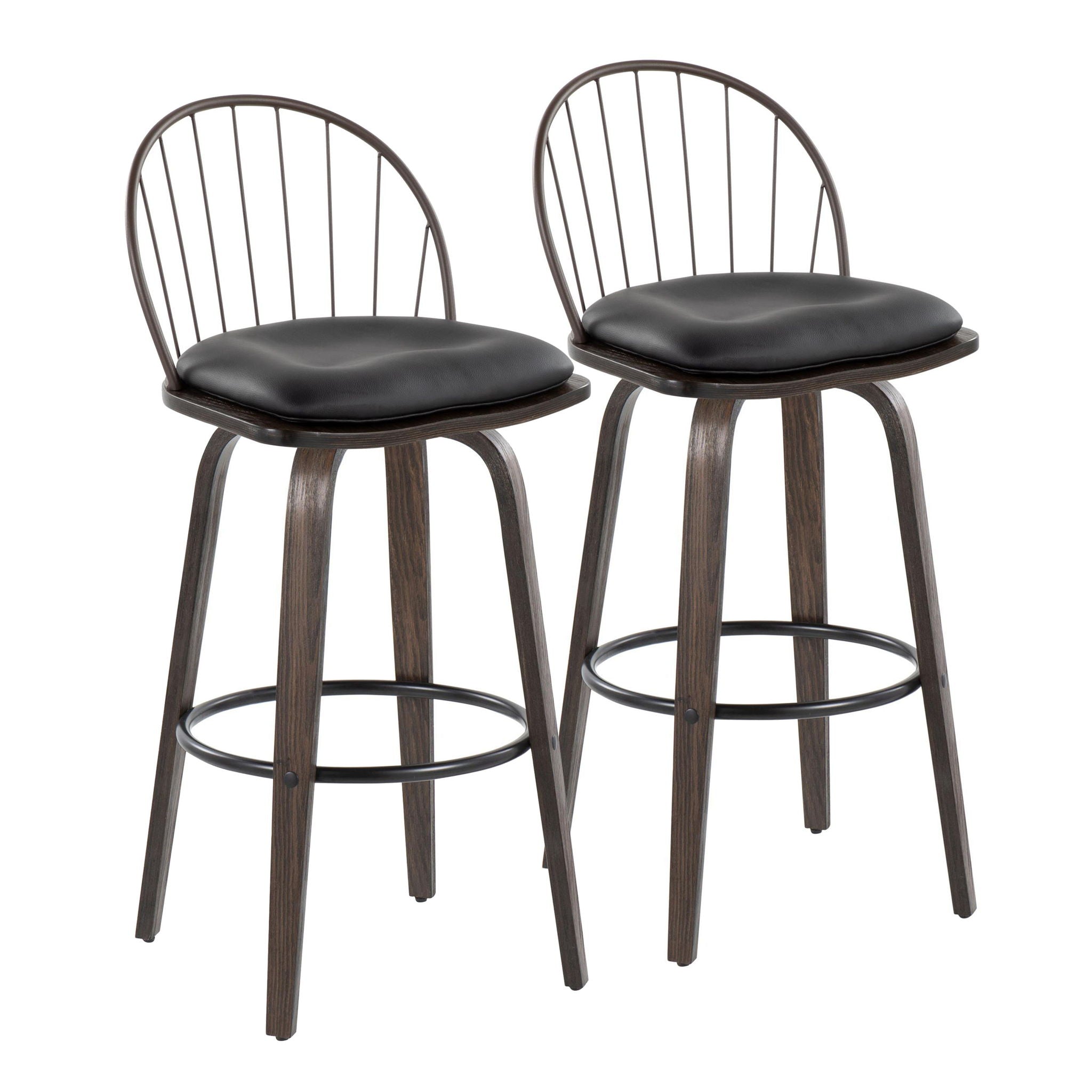 Riley - Industrial / Urban Fixed Height Barstool With Swivel With Removable Cushion (Set of 2) - Best Buy Furniture