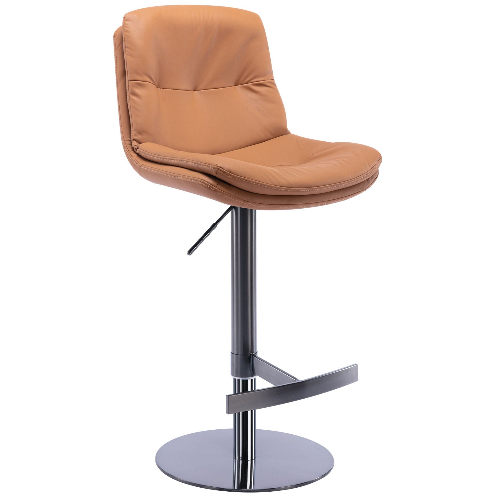 Swivel Bar Stool, Black Titanium Stainless Steel Base And Footrest, Grade, Faux Leather Bar Chair With Backrest - Best Buy Furniture