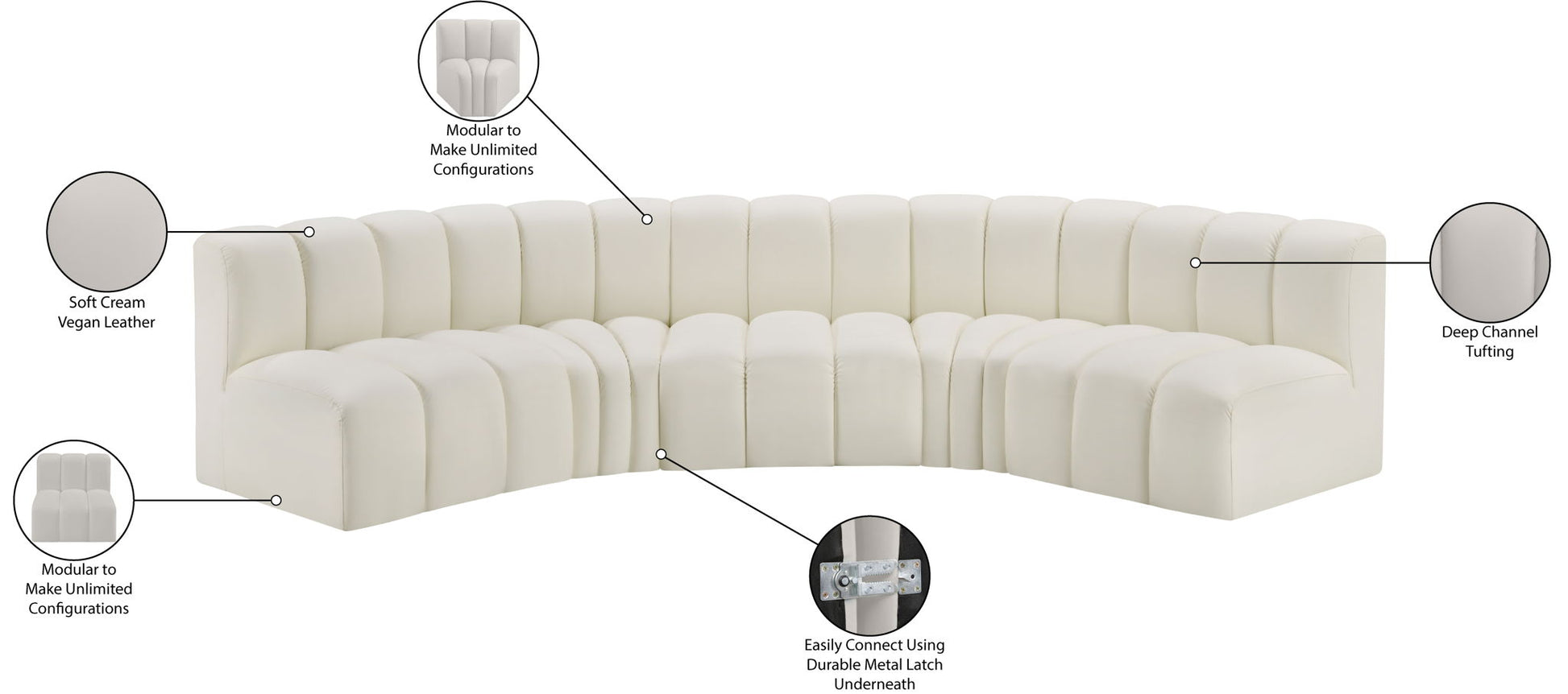 Arc - Faux Leather 5 Piece U-Shaped Modular Sofa - Best Buy Furniture