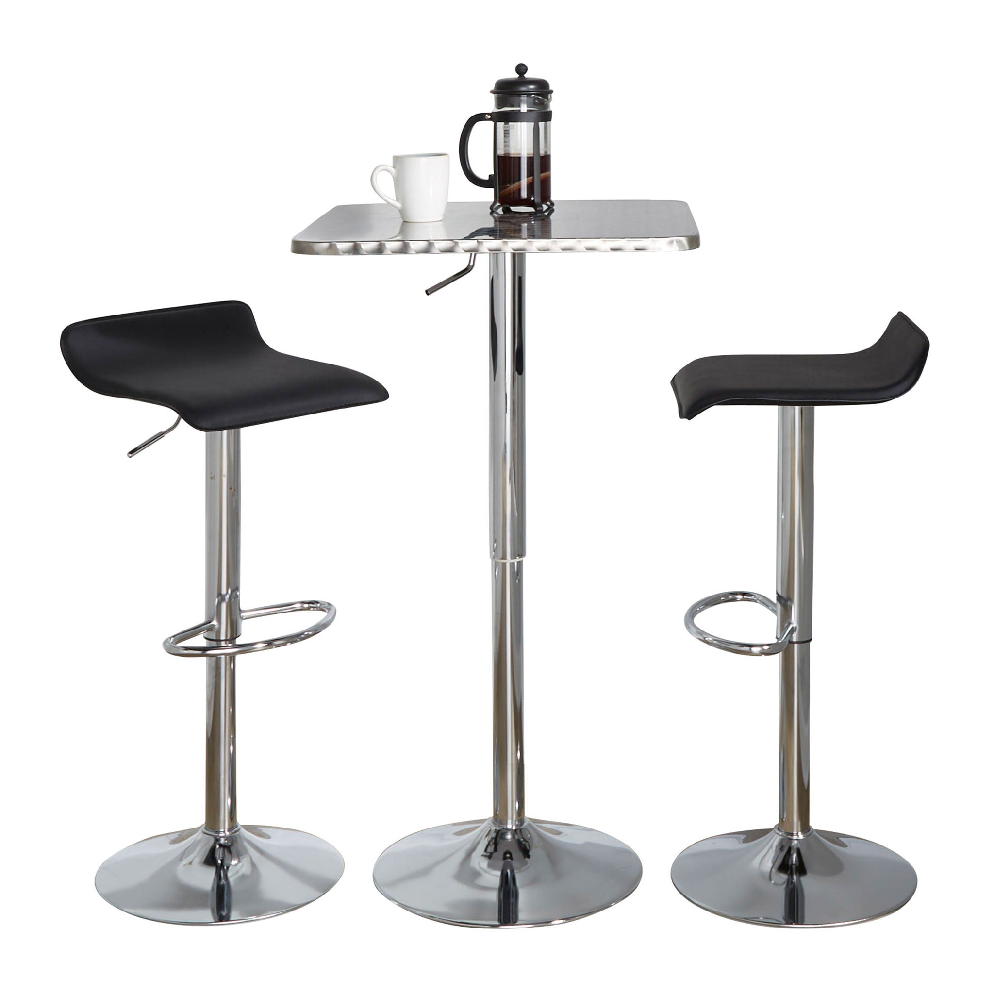 Ale - 3 Piece Bar Set Bistro Square Contemporary Adjustable Oval Footrest - Best Buy Furniture