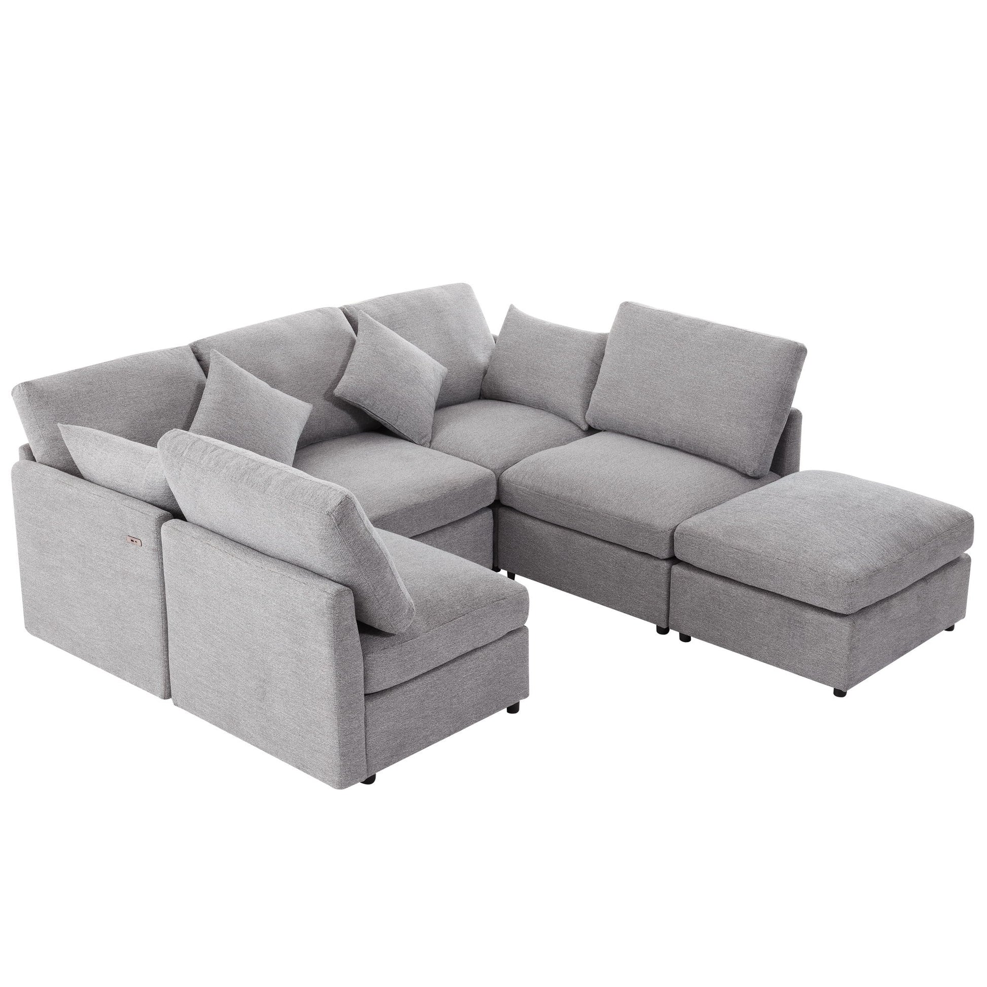 Sectional Sofa Modular Sofa U - Shaped Sofa Couch Sofa Bed L - Shaped Sofa With A Movable Ottoman And Two USB Ports For Living Room - Best Buy Furniture