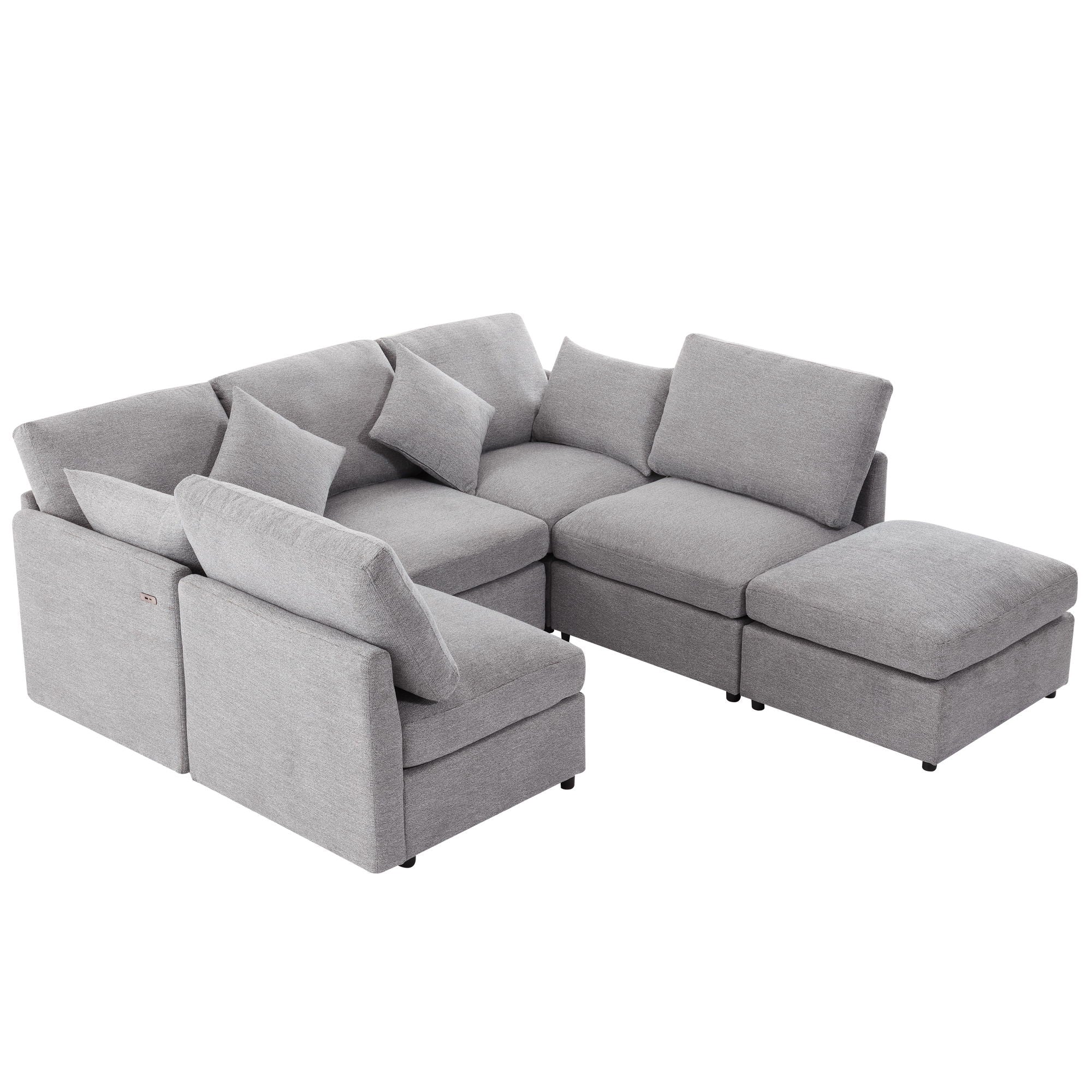 Sectional Sofa Modular Sofa U - Shaped Sofa Couch Sofa Bed L - Shaped Sofa With A Movable Ottoman And Two USB Ports For Living Room - Best Buy Furniture