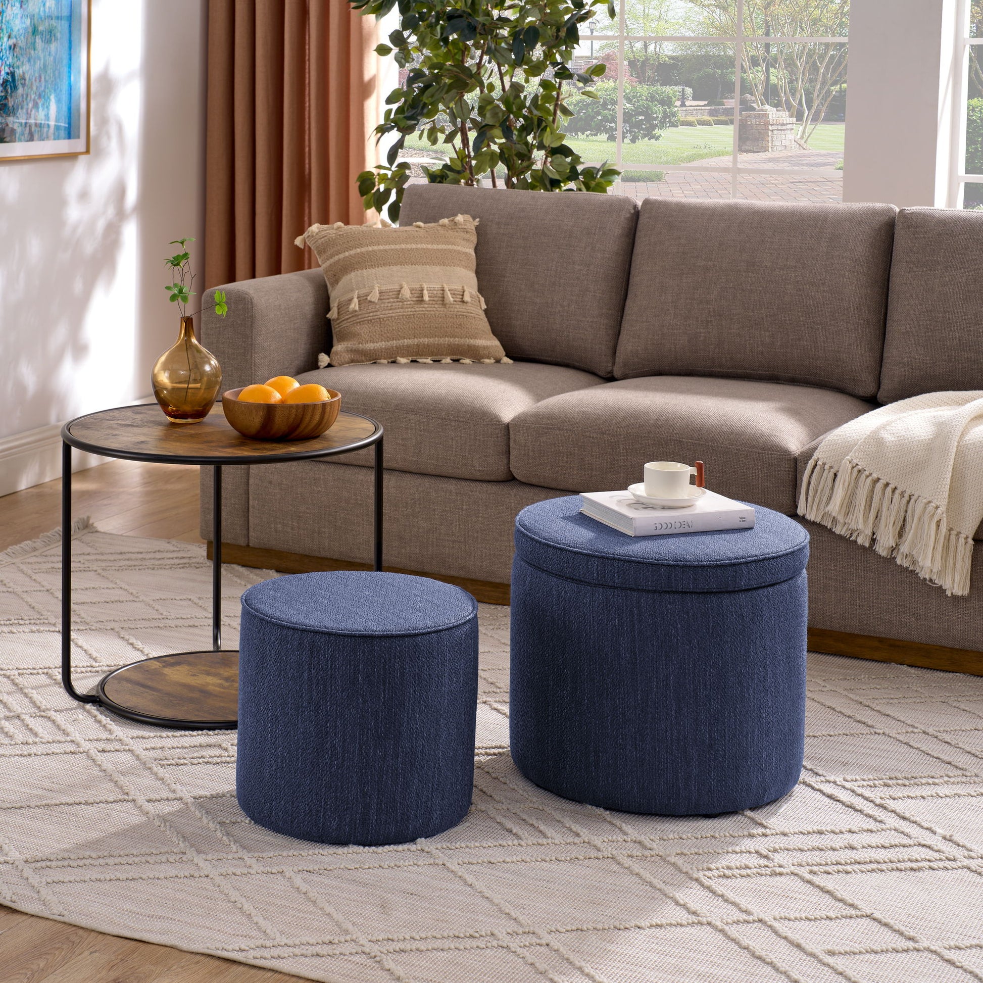 Multi Functional Ottoman And Table Set With Drum Stool - Best Buy Furniture