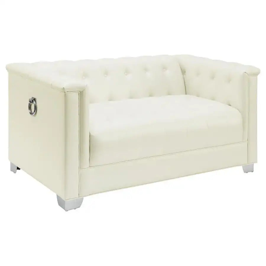 Chaviano - Upholstered Track Arm Loveseat - Pearl White - Best Buy Furniture