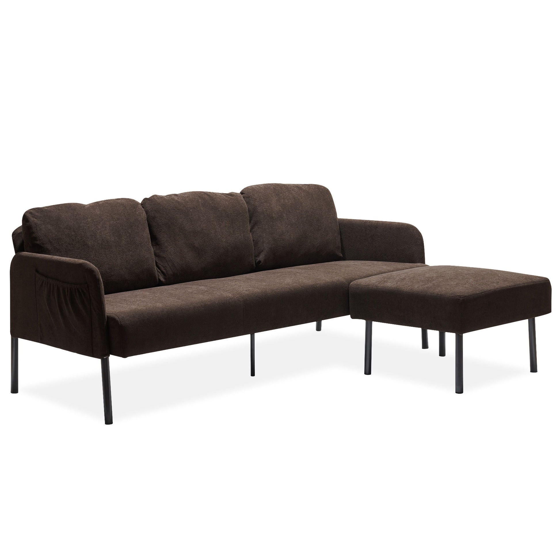 Modern L Shaped 3 Seater Sofa With Ottoman, Upholstered Couch For Small Spaces - Best Buy Furniture