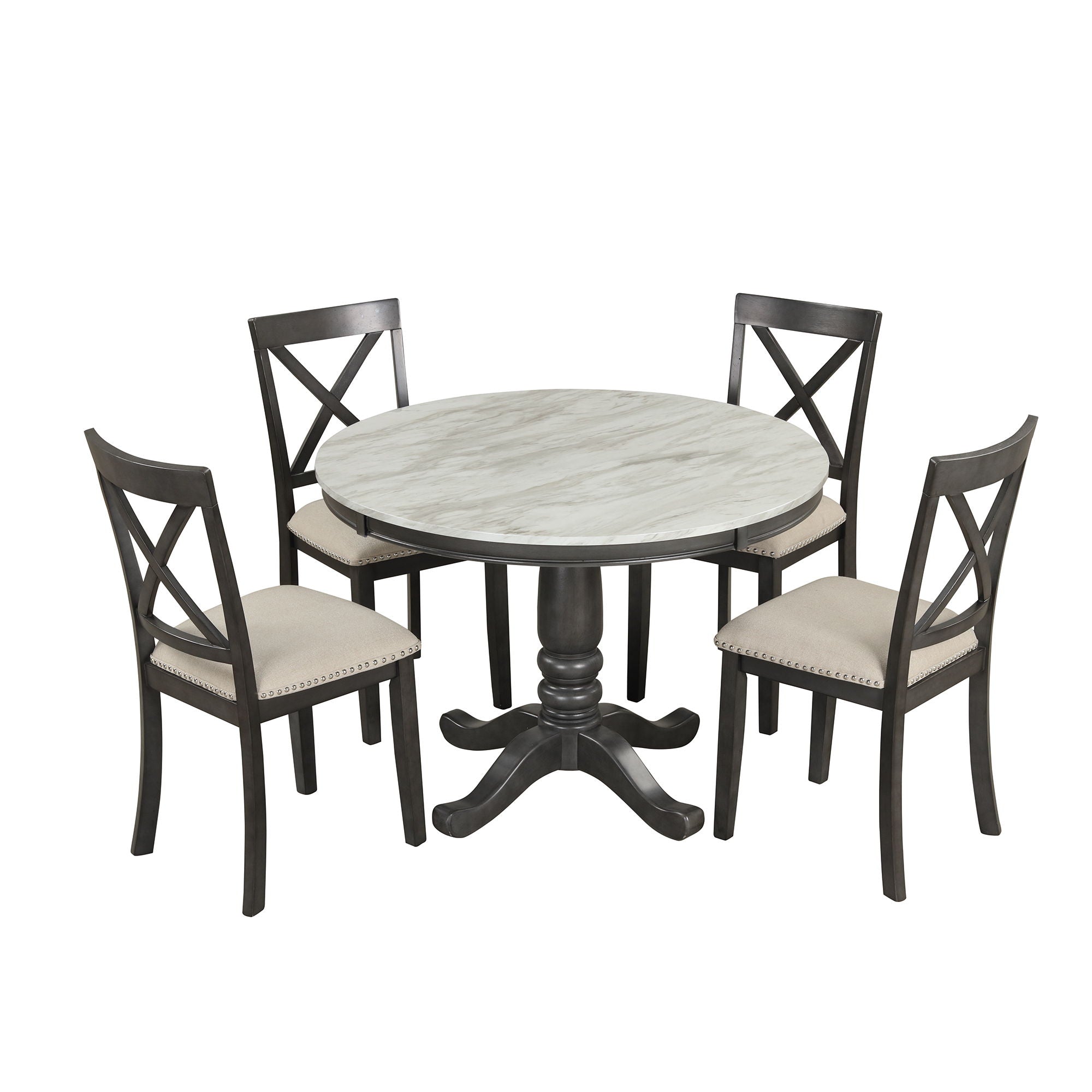 5 Pieces Dining Table And Chairs Set For 4 Persons, Kitchen Room Solid Wood Table With 4 Chairs - Best Buy Furniture