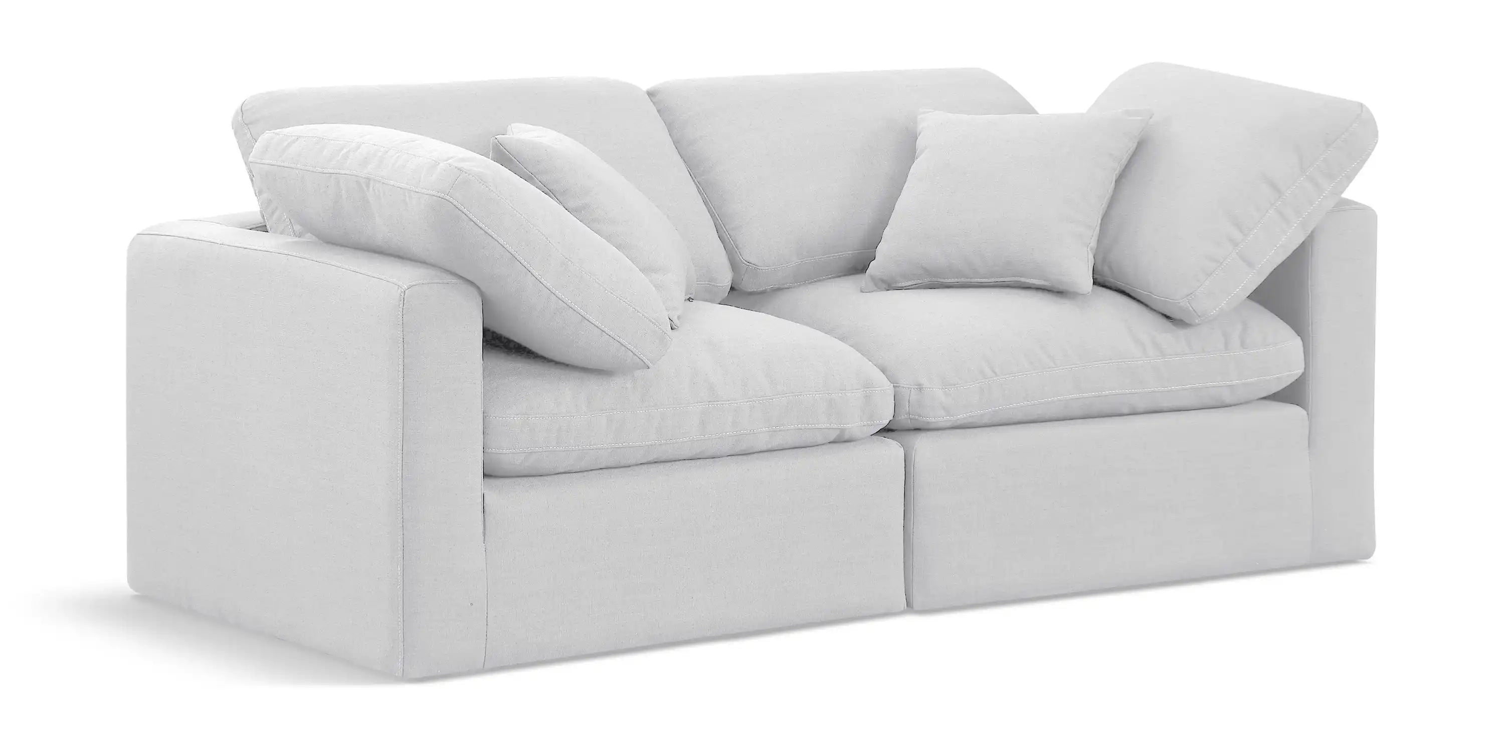 Indulge - Linen 2 Piece Modular Sofa - White - Best Buy Furniture