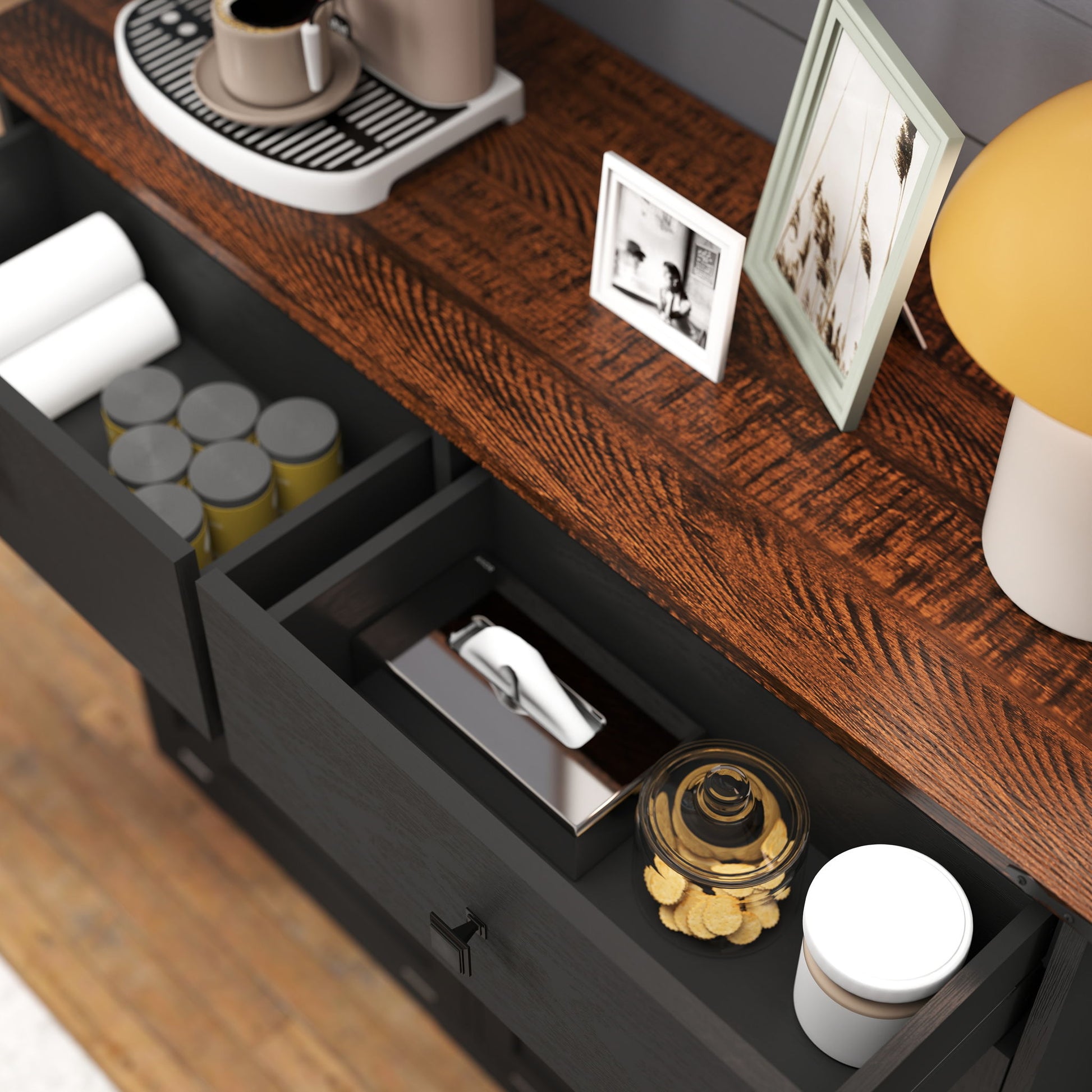 Double Tilt Out Trash Cabinet With Hideaway Drawer And Barn Door Style - Best Buy Furniture