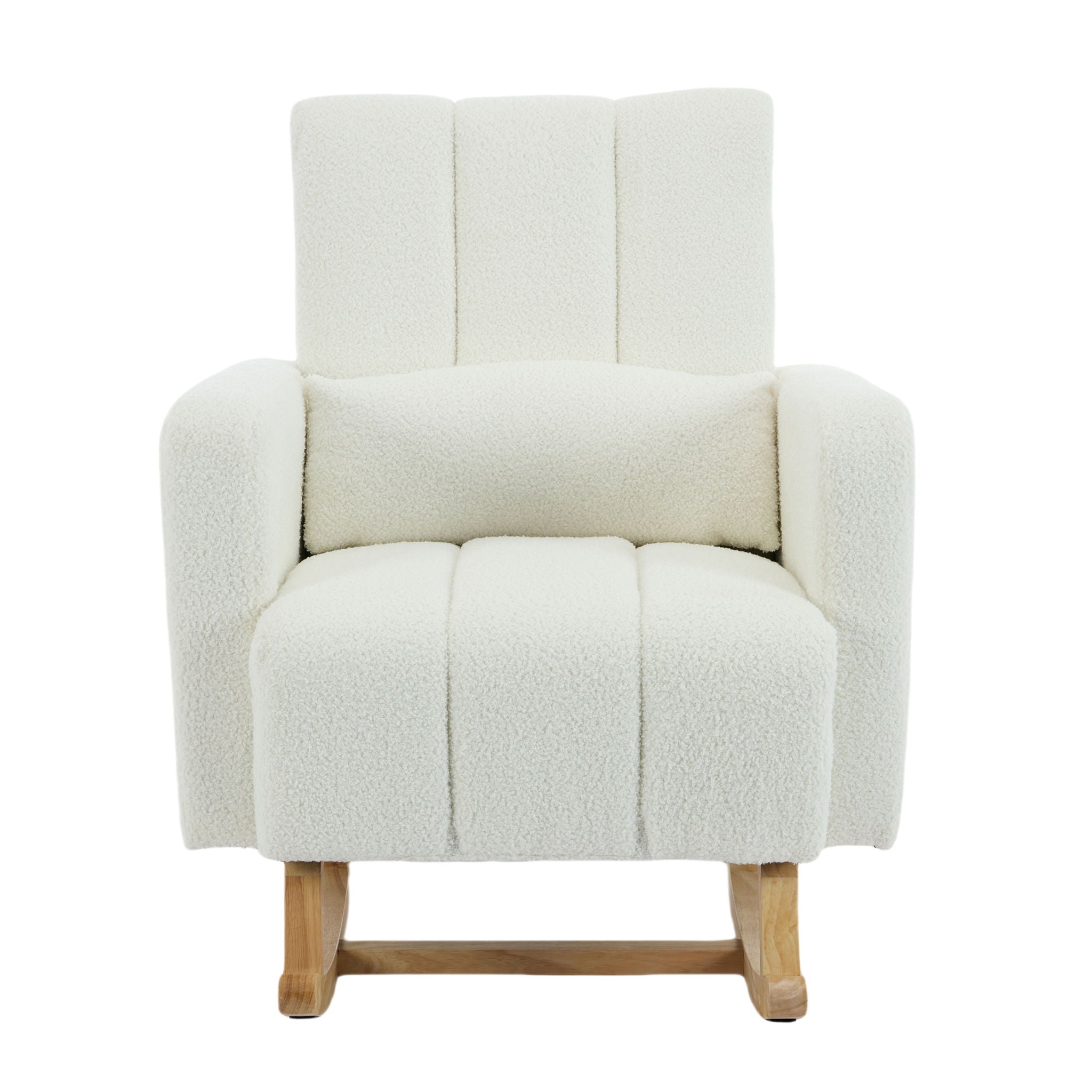 Accent Rocking Chair With Pillow, Spacious & Comfortable Seating For Living Room Or Bedroom - Cream White - Best Buy Furniture
