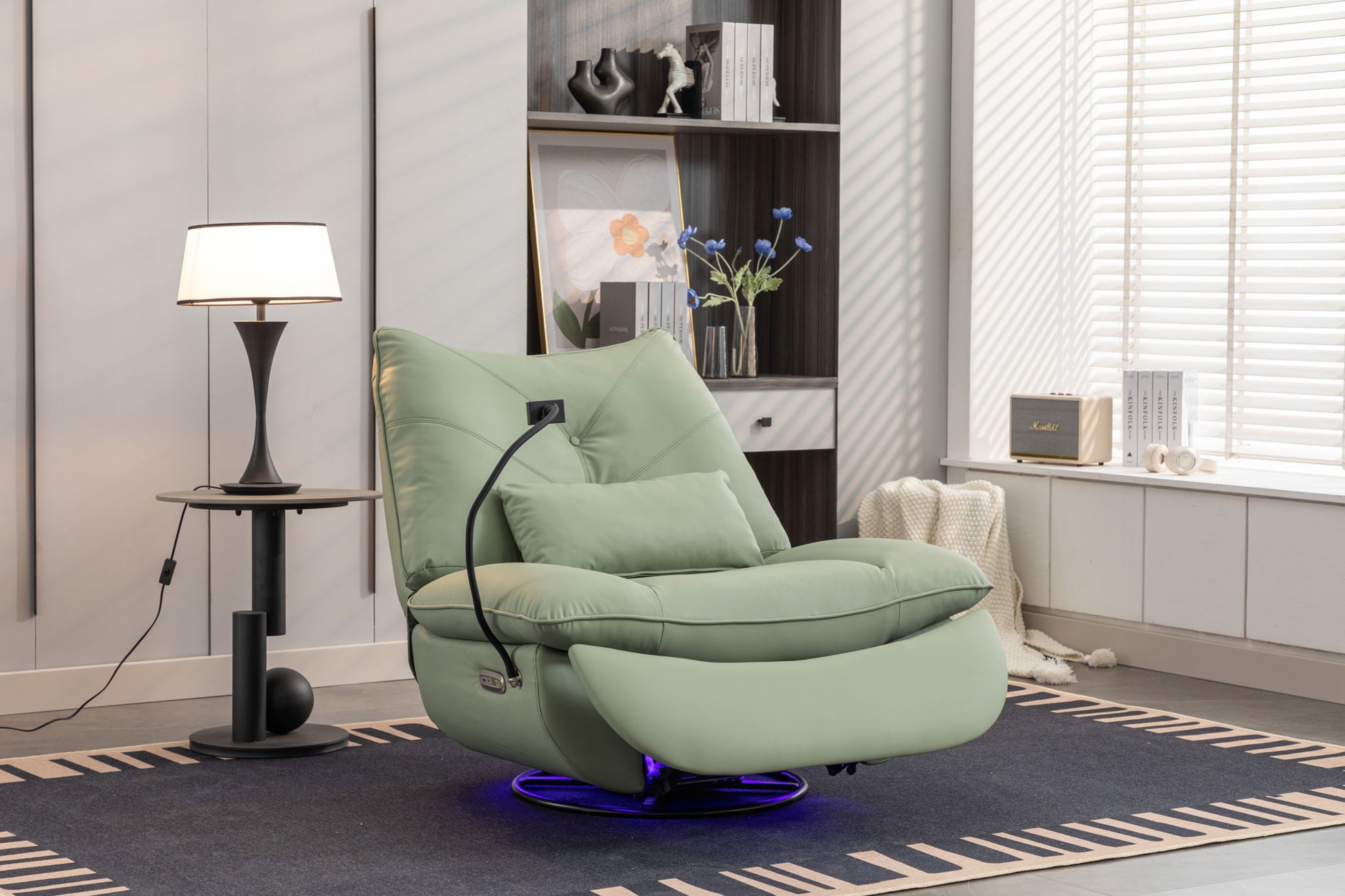 270 Swivel Glider Recliner Chair, Power Recliner Rocking Chair, USB Port Charge For Nursery Chair With Atmosphere Lamp For Living Room Bedroom Apartment - Best Buy Furniture