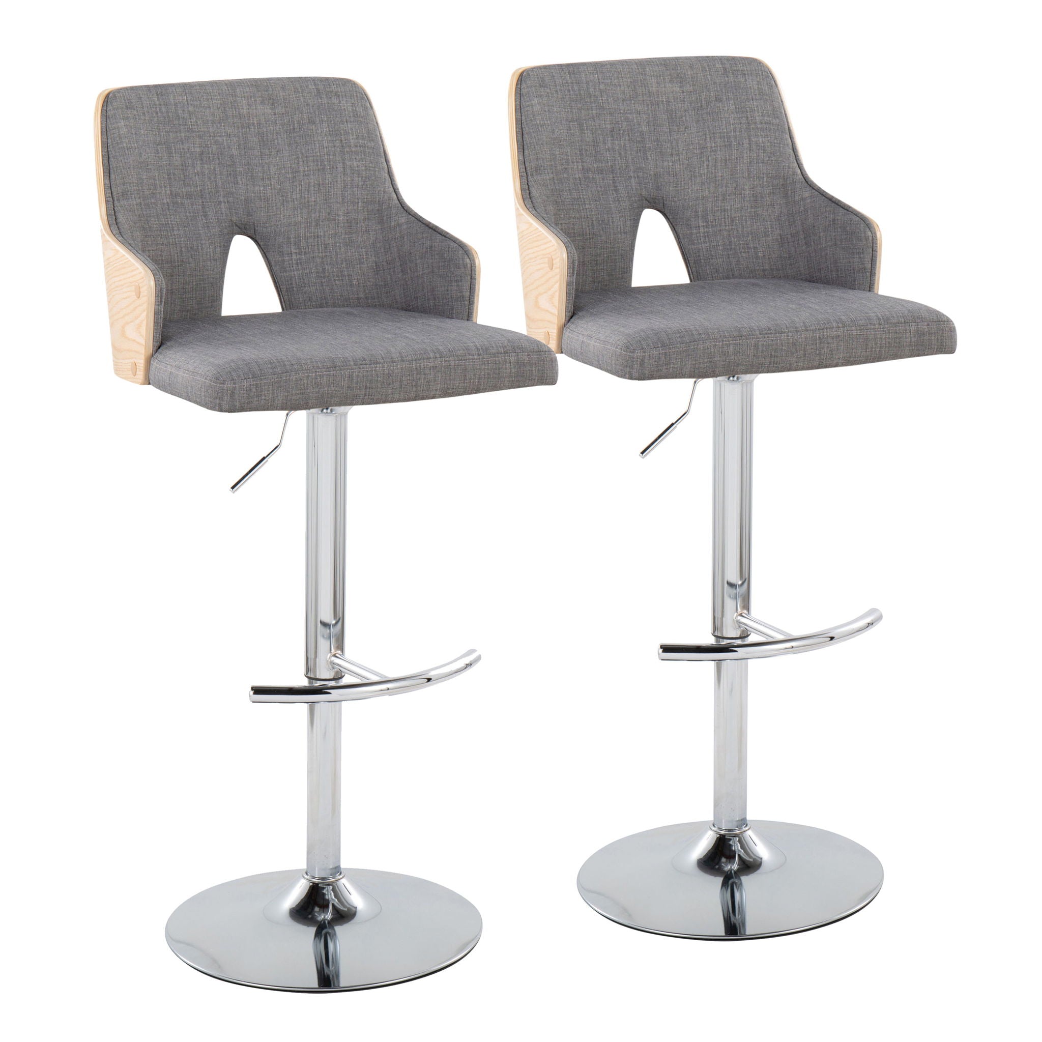 Stella - Contemporary Adjustable Barstool Stool With Swivel & Rounded T Footrest (Set of 2) - Best Buy Furniture