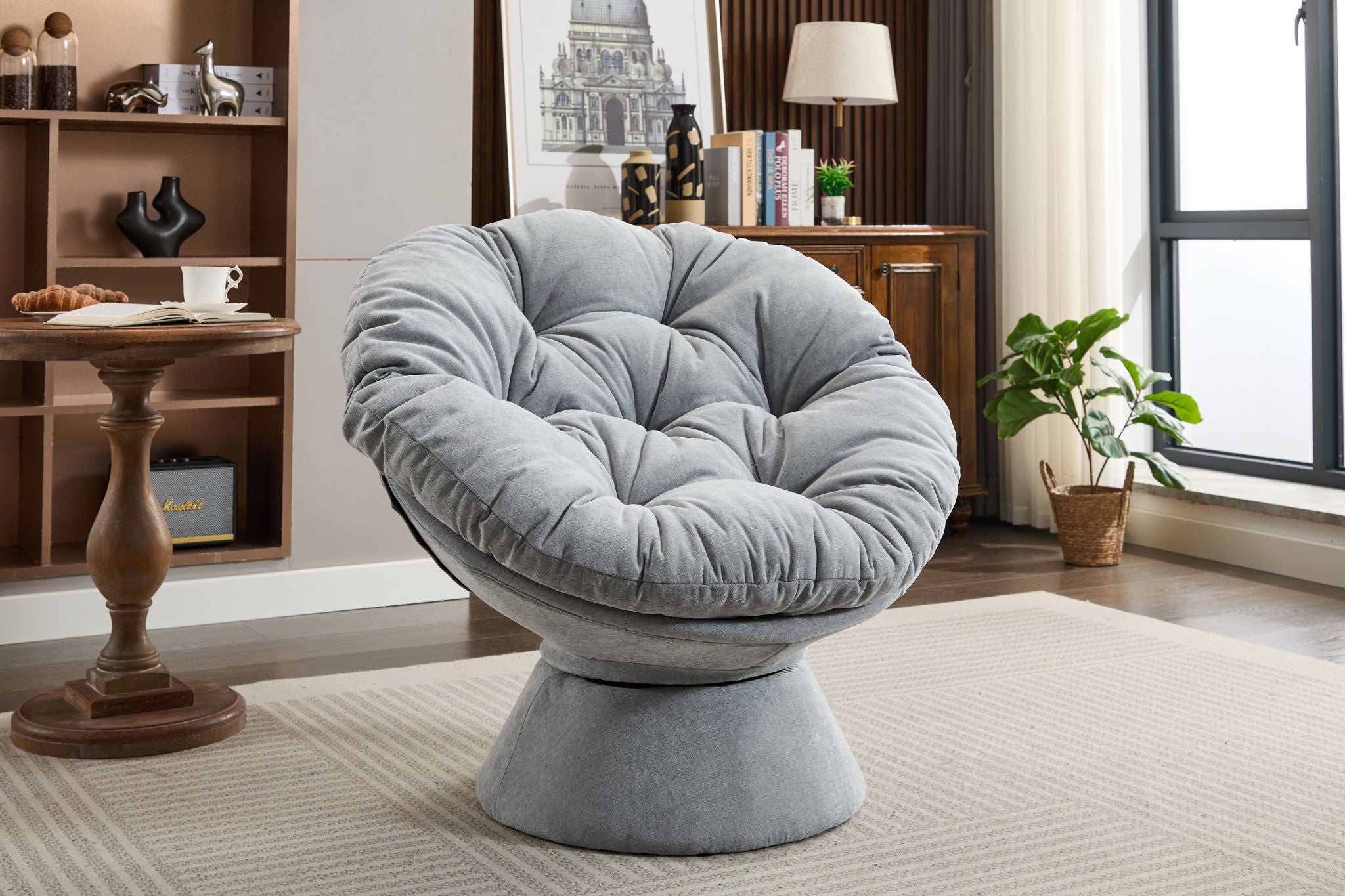 Oversized Swivel Accent Chair, 360 Swivel Barrel Chair, Papasan Chair For Living Room Bedroom - Best Buy Furniture