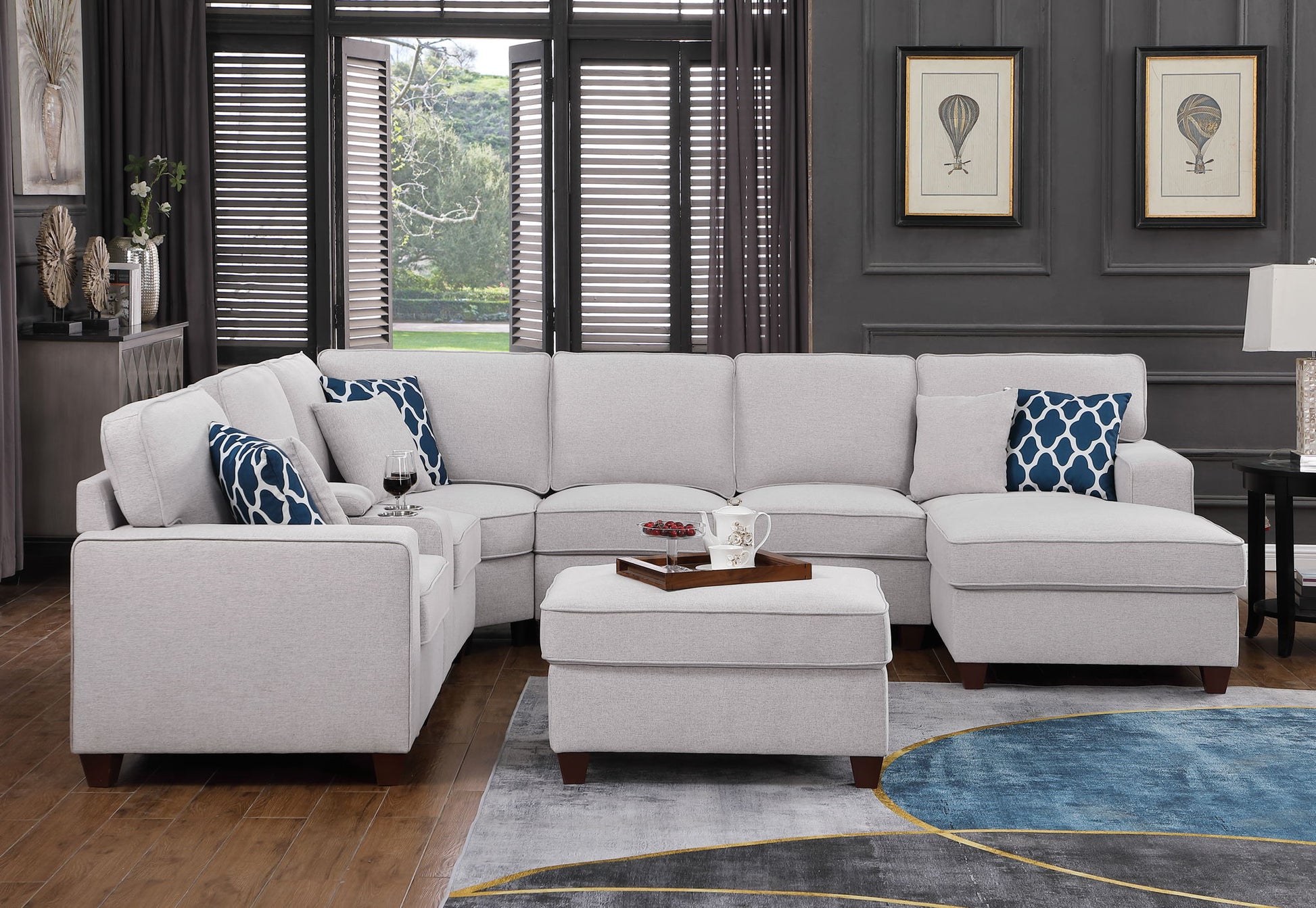 Tina - 8 Piece Upholstered Sectional With Ottoman - Best Buy Furniture
