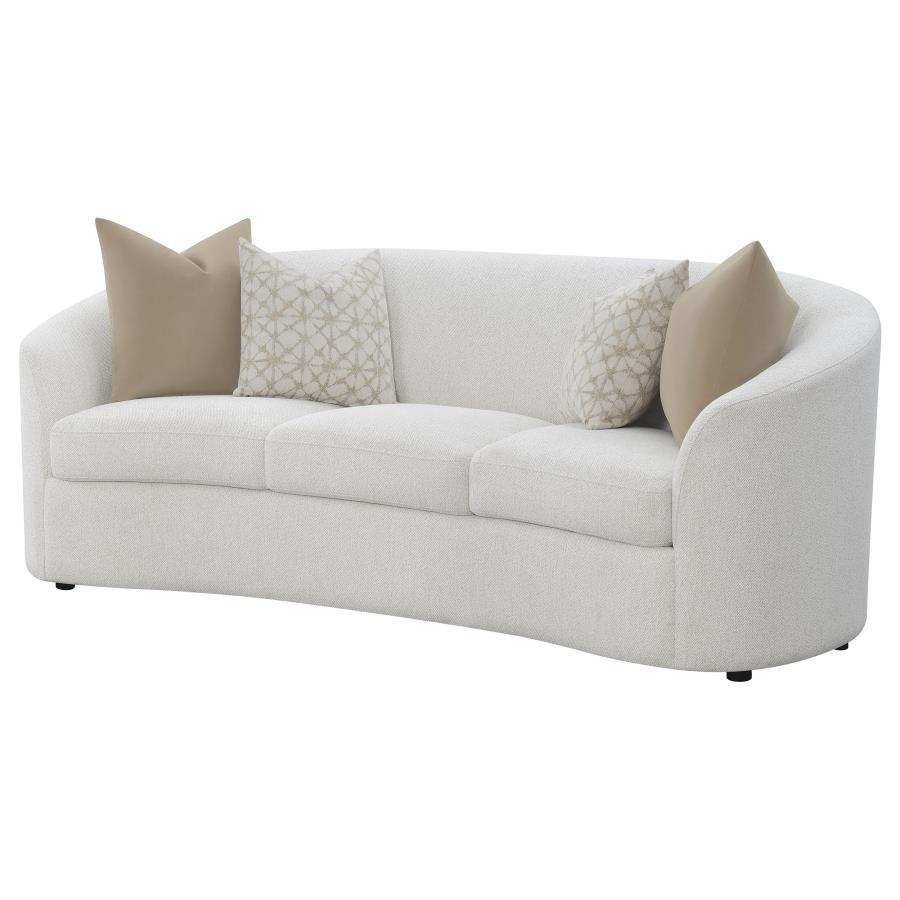 Rainn - Boucle Upholstered Sloped Arm Sofa - Latte - Best Buy Furniture
