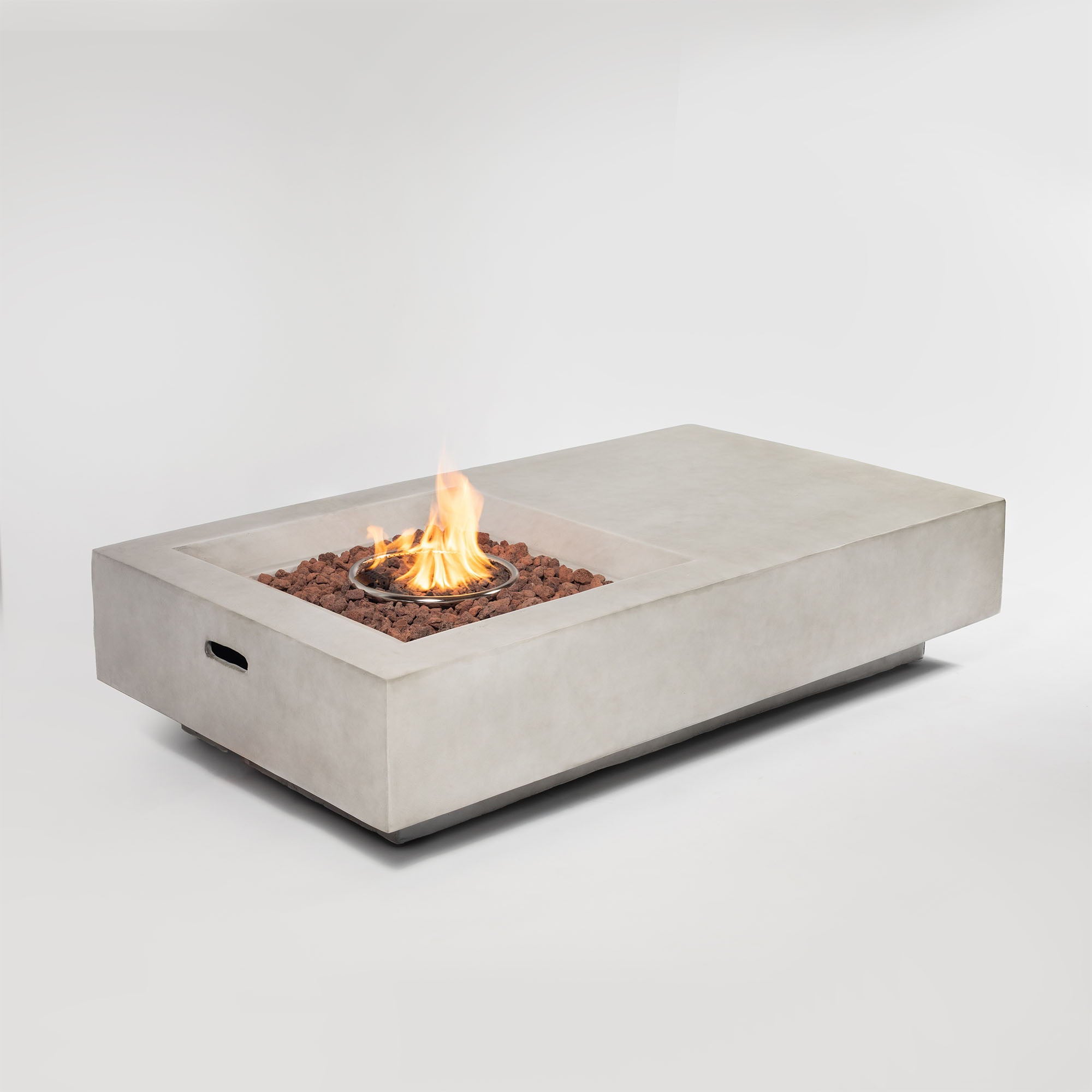 Propane Gas Fire Pit Table, 50000 Btu Rectangular Concrete Fire Pit For Outside Patio Deck Garden Backyard - Light Gray - Best Buy Furniture