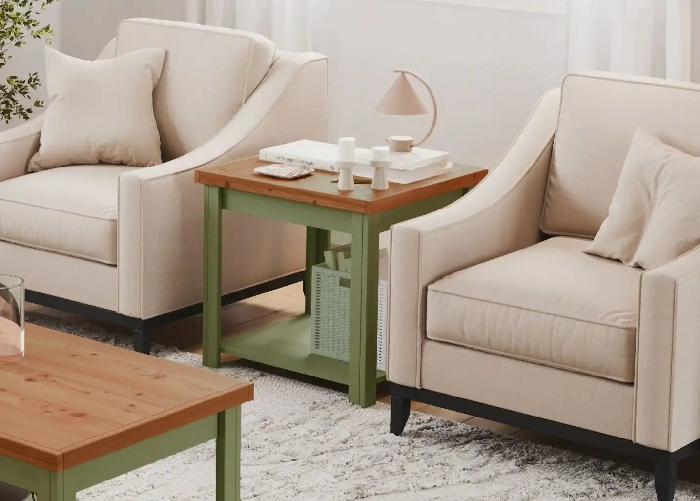 Vineyard - Side Table - Sage Green, Fruitwood - Best Buy Furniture