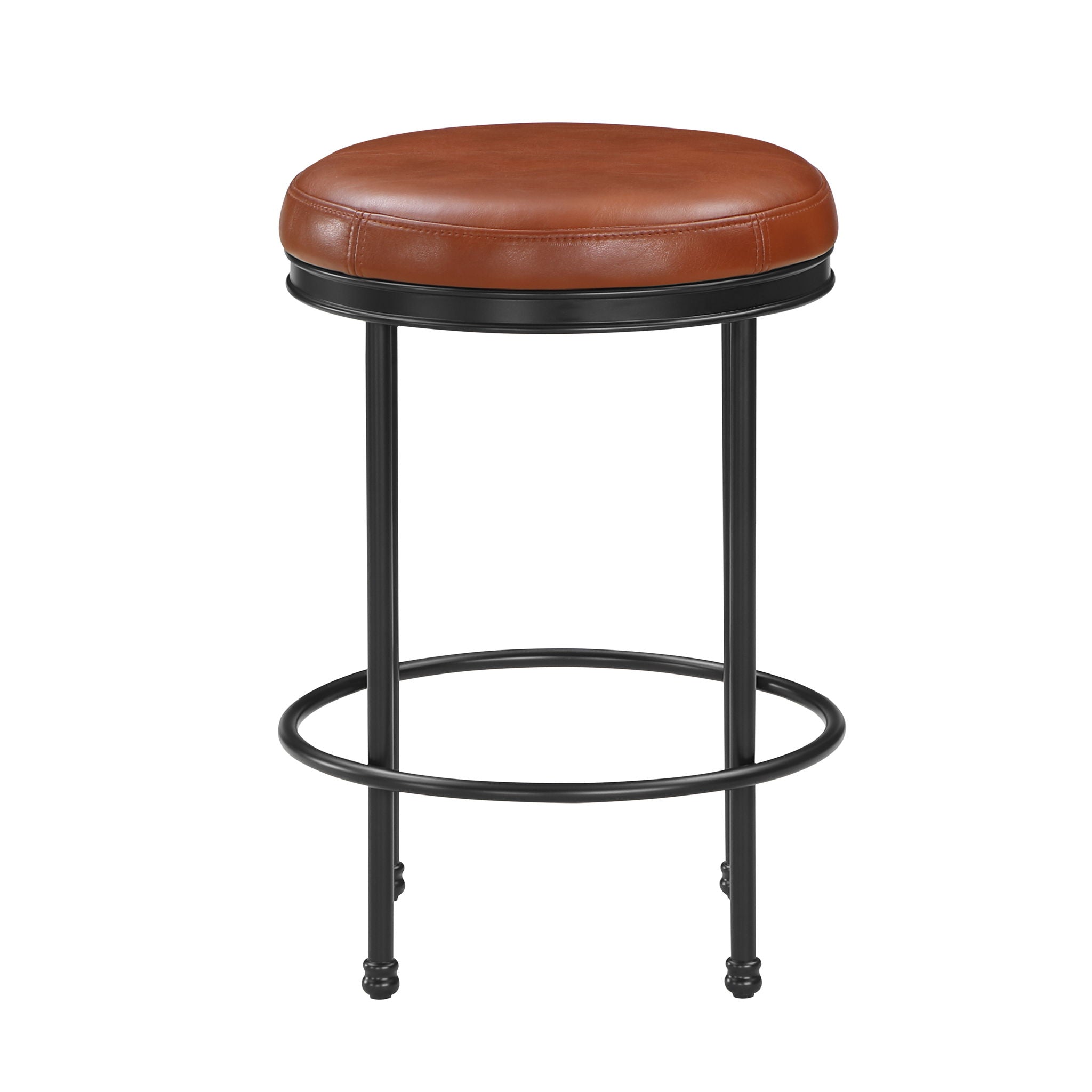 Michael - Backless Counter Height Stool With Padded Seat And Powder Coated Frame - Caramel - Best Buy Furniture