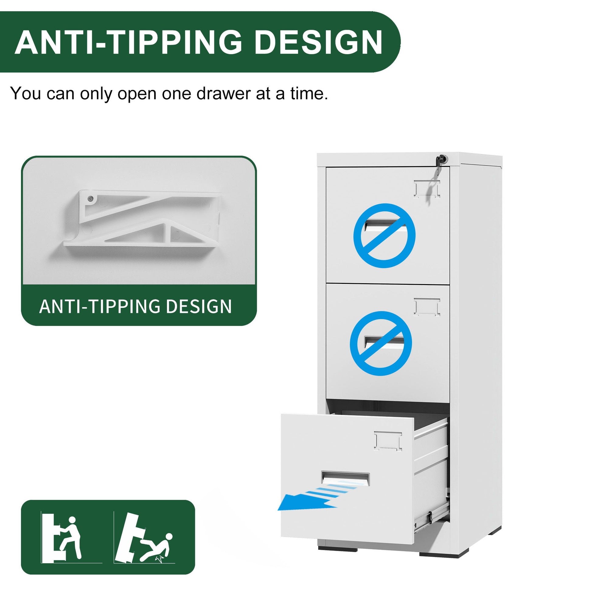 Modern Drawer Metal Vertical File Cabinet With Lock And Card Slot For Office - Best Buy Furniture