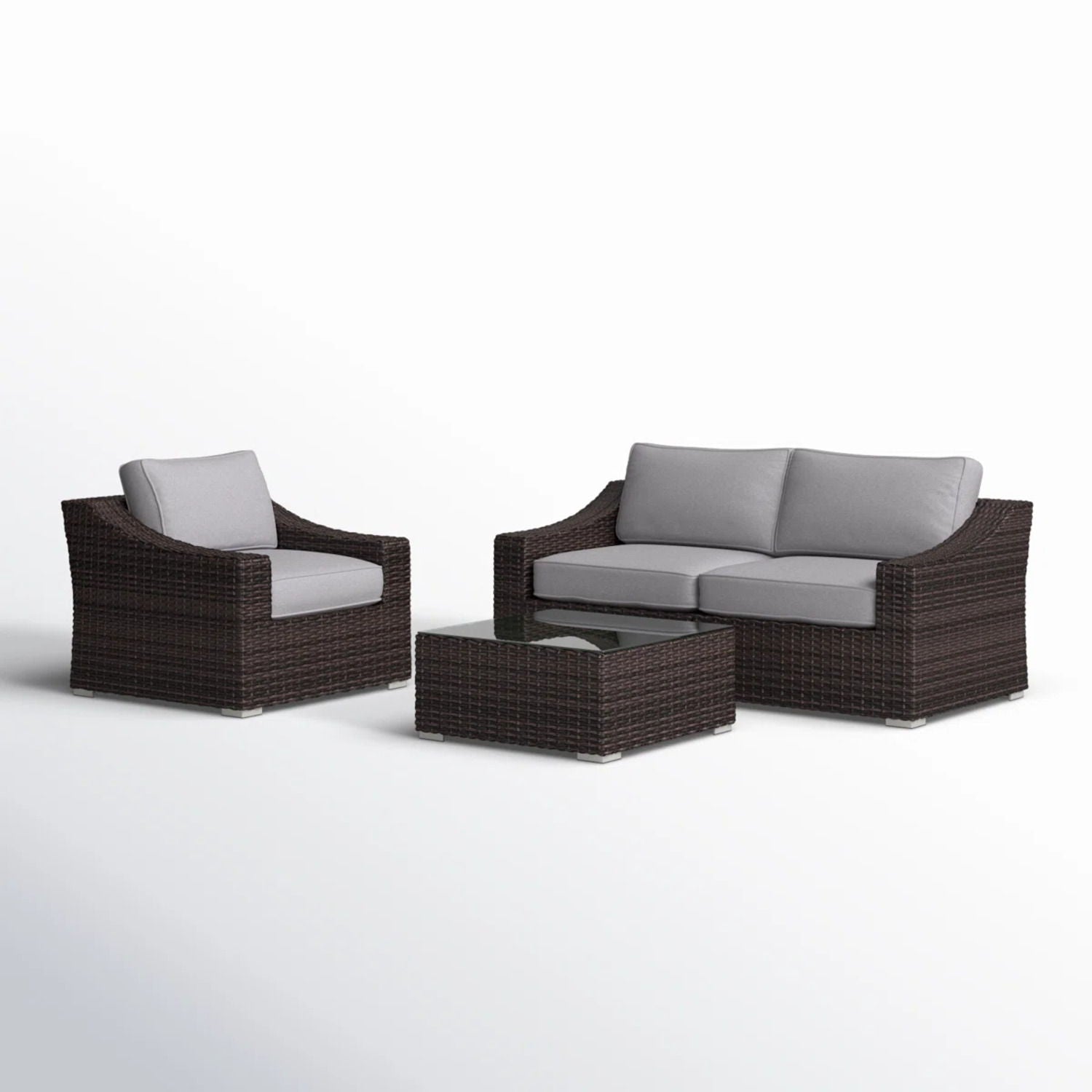 Outdoor Wicker Conversation Set With Cushions, All Weather - Best Buy Furniture