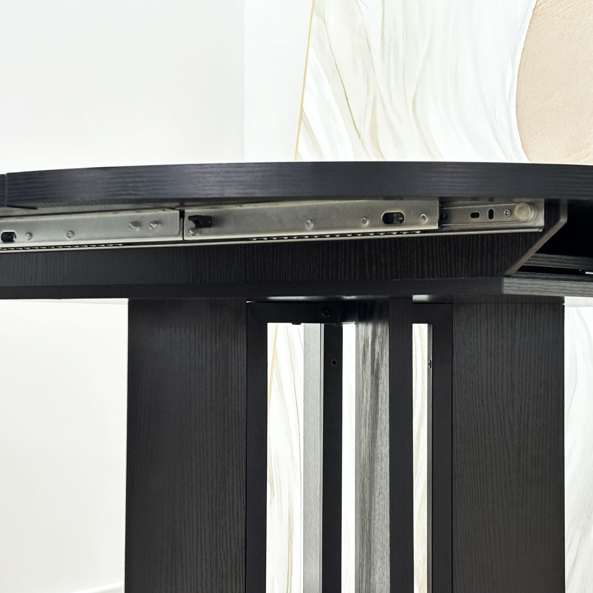 Dining Table For Farmhouse Kitchen Expandable Oval Table Top With Removable Leaf Trestle X Shaped Base - Black - Best Buy Furniture