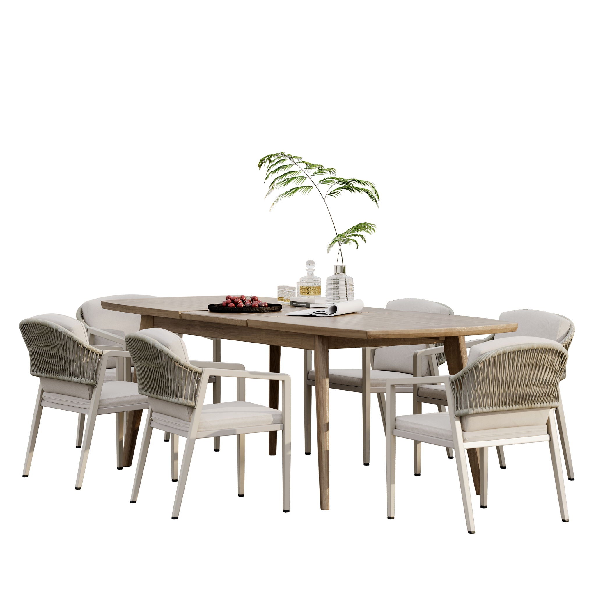 Modern Outdoor Dining Set With Expandable Acacia Wood Table - Best Buy Furniture