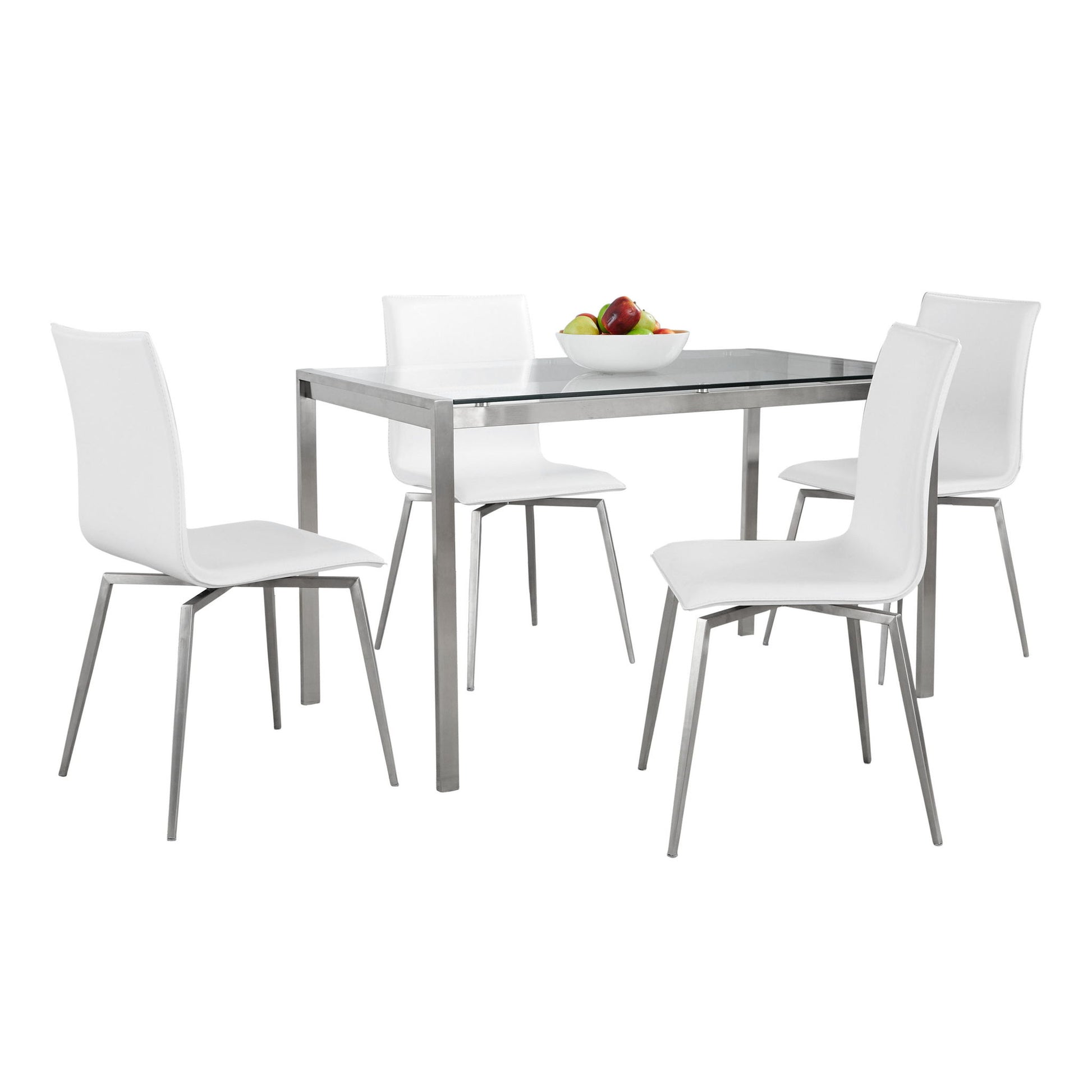 Fuji Mason - Upholstered Swivel Contemporary Dining Set Dining Set, Glass, 5 Piece - Best Buy Furniture