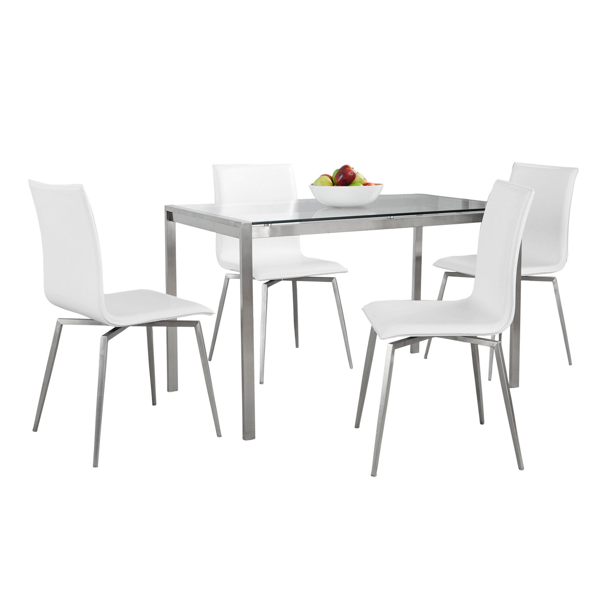 Fuji Mason - Upholstered Swivel Contemporary Dining Set Dining Set, Glass, 5 Piece - Best Buy Furniture