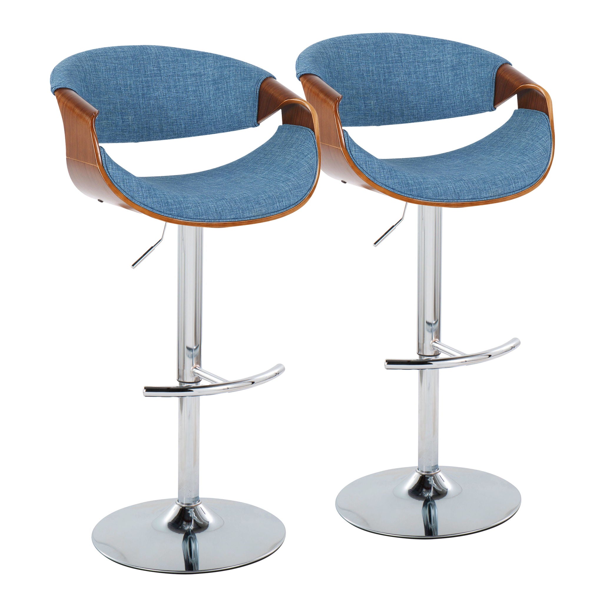 Curvo - Mid Century Modern Adjustable Barstool With Swivel With Rounded T Footrest (Set of 2) - Best Buy Furniture