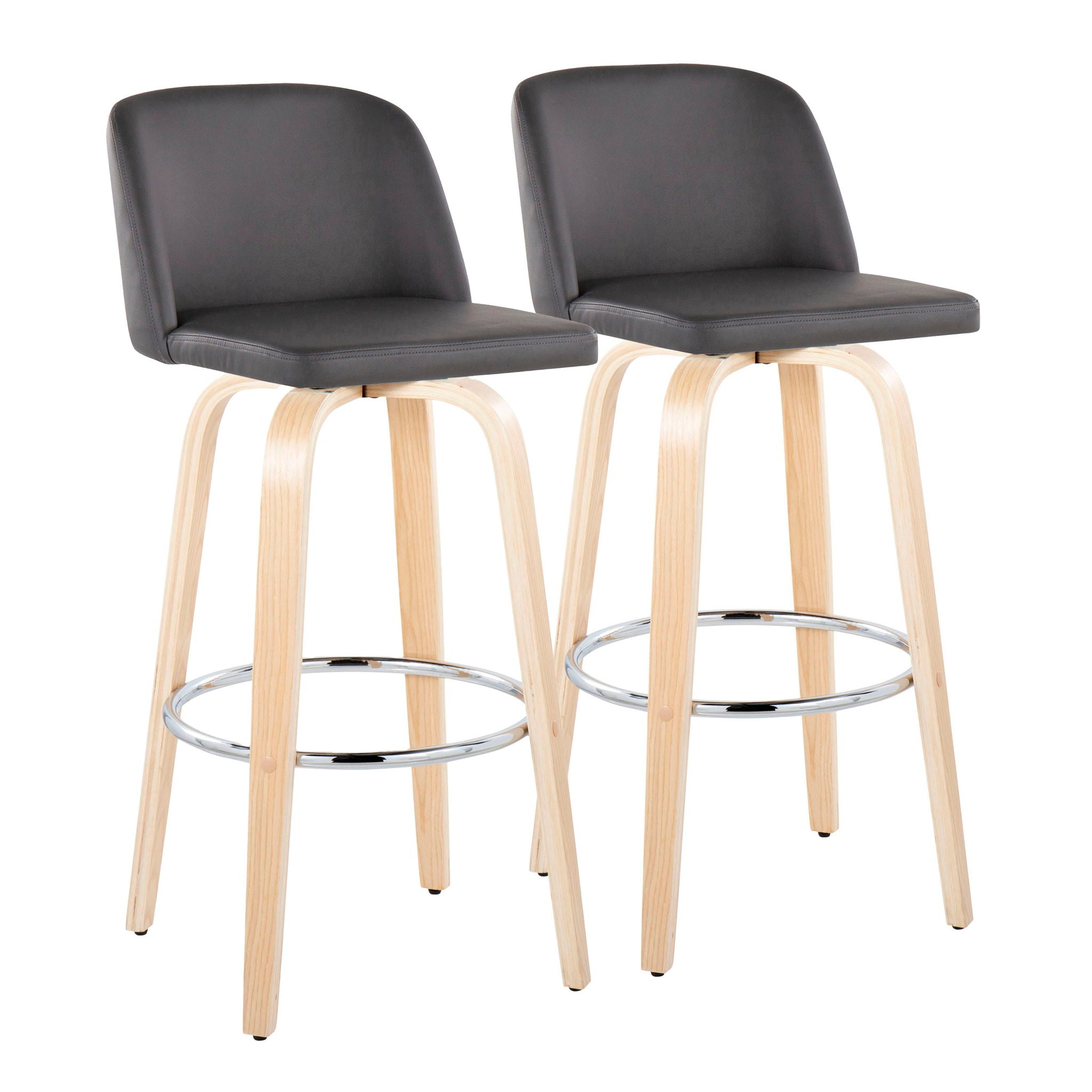 Toriano - Contemporary Fixed Height Barstool & Swivel With Round Footrest (Set of 2) - Best Buy Furniture