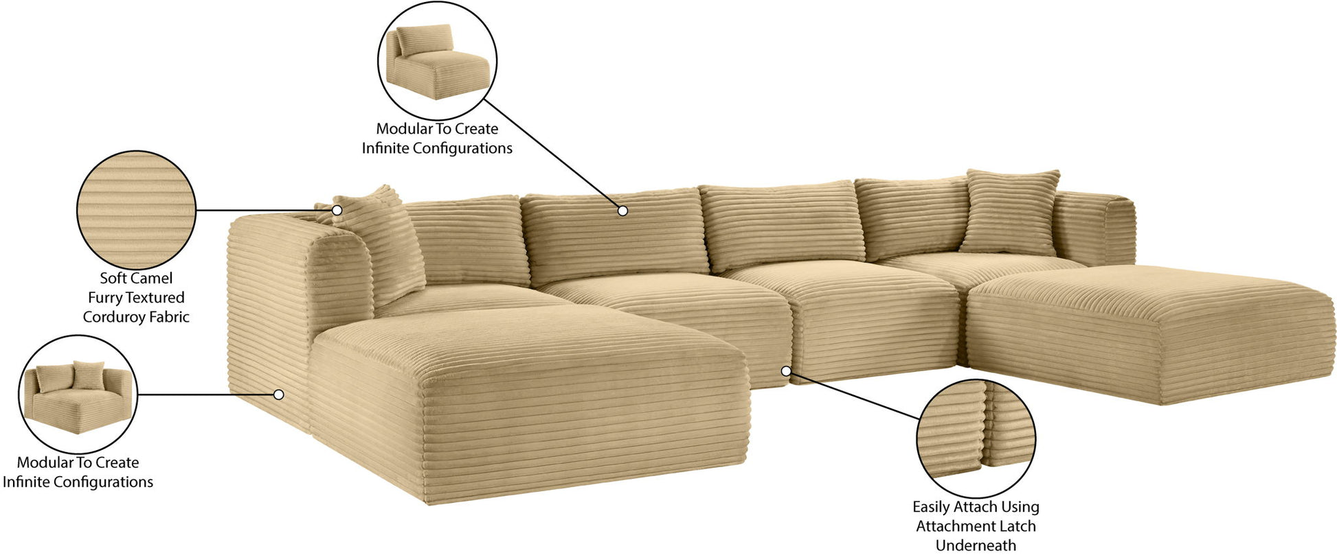 Shaggy - 6 Piece Modular Sectional With 2 Ottomans - Best Buy Furniture