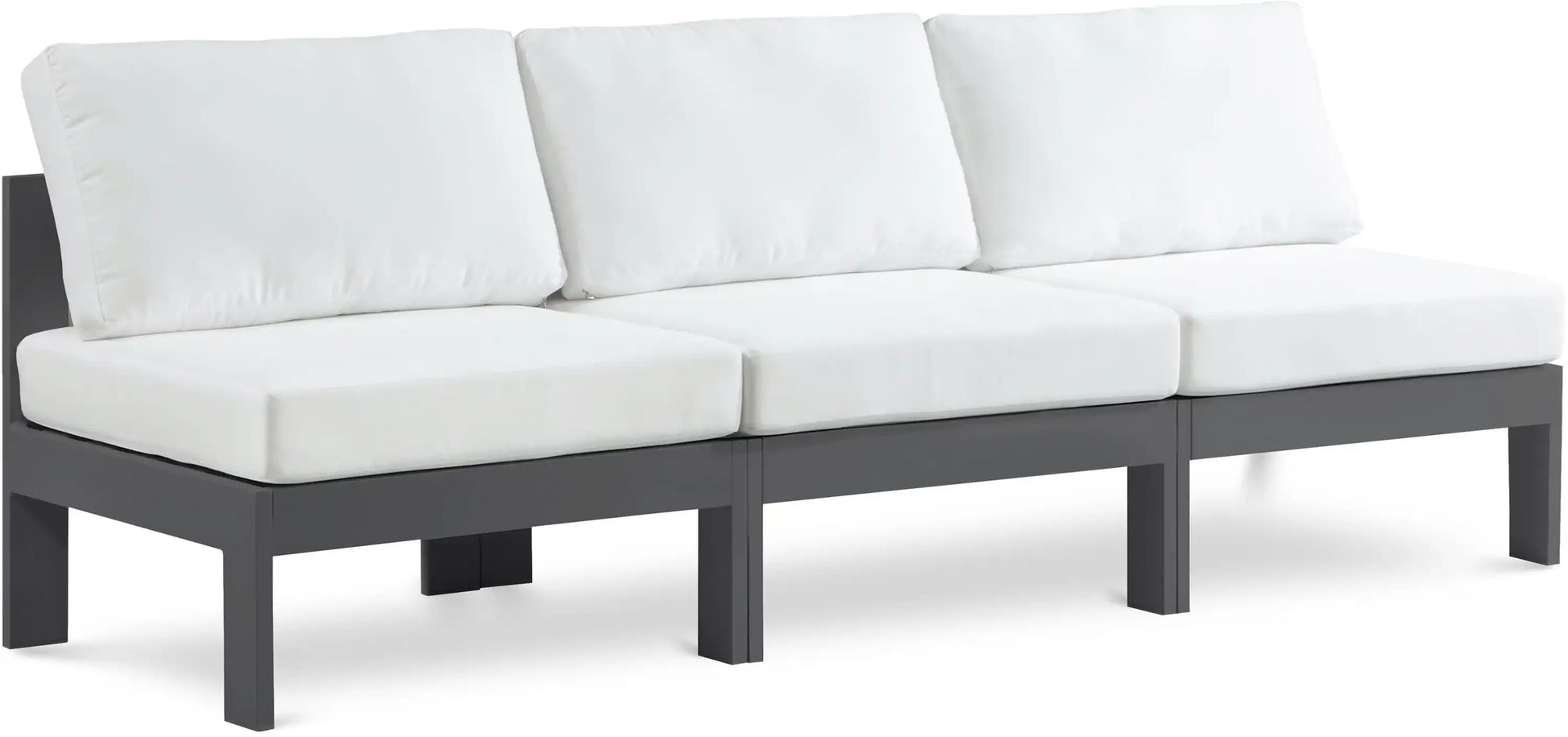 Nizuc - Outdoor Patio 3 Seat Armless Modular Sofa With Gray Frame - Best Buy Furniture