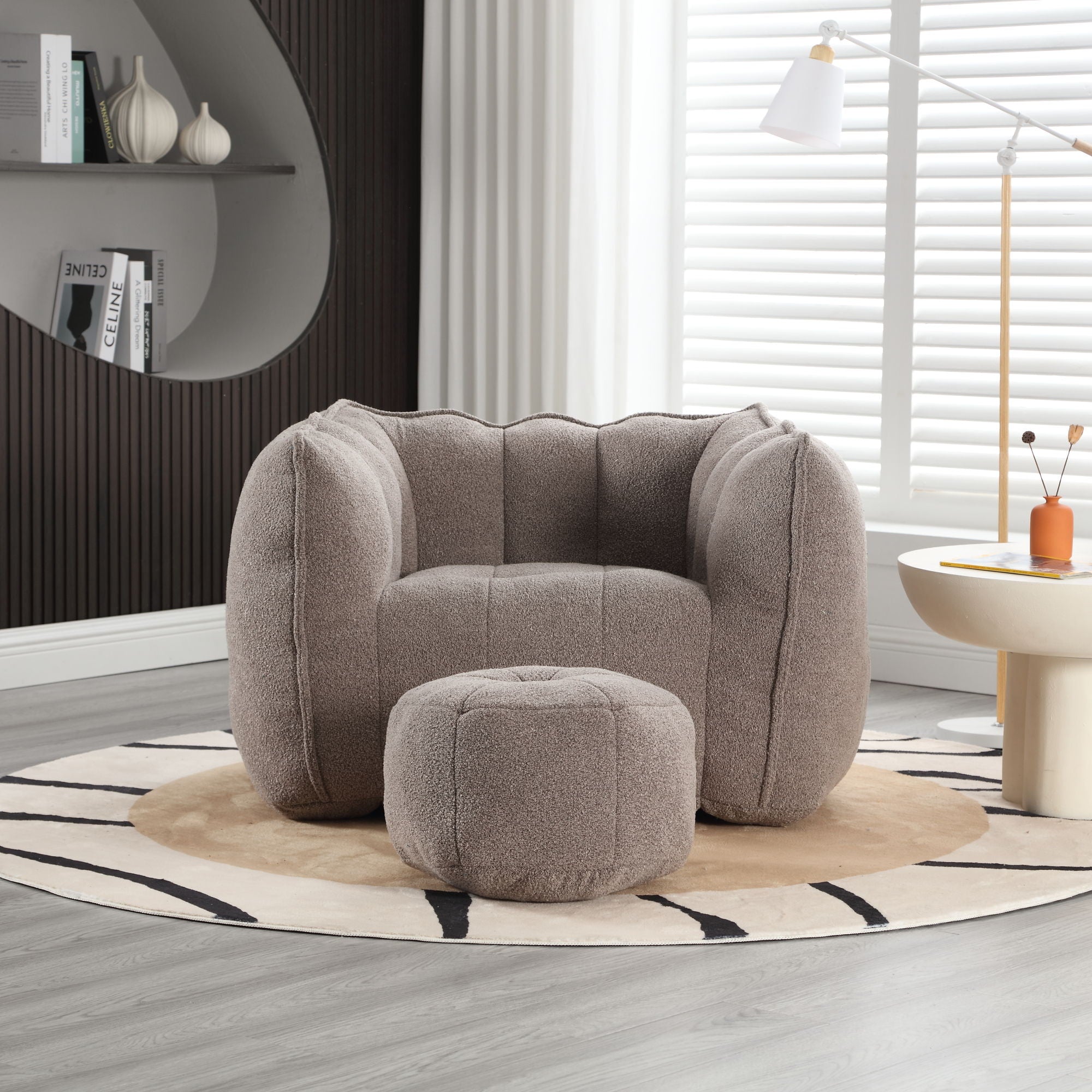 Soft Chenille Bean Bag Chair With High Resilient Foam