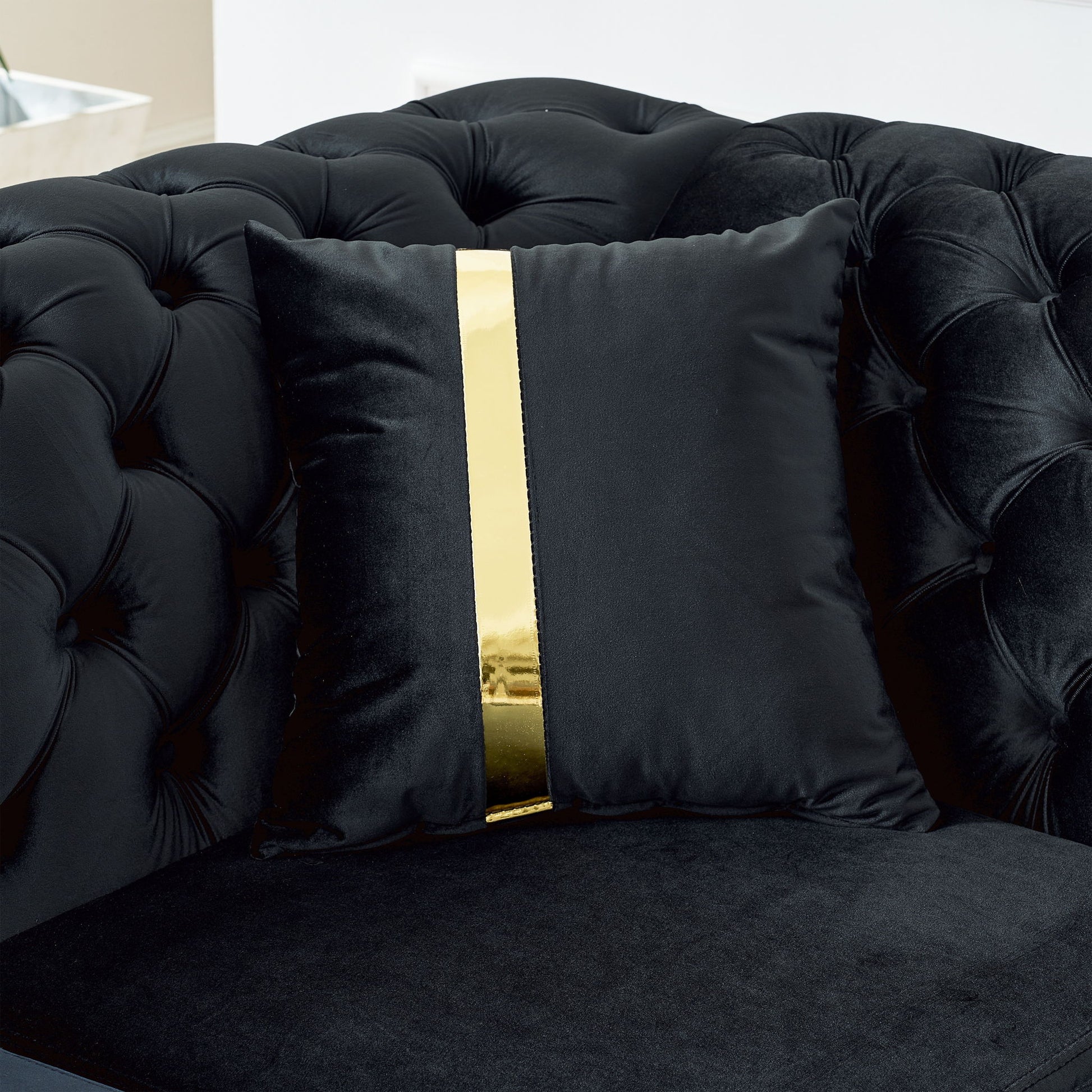 L Shaped Chesterfield Sectional Sofa With Stainless Steel Accents - Best Buy Furniture