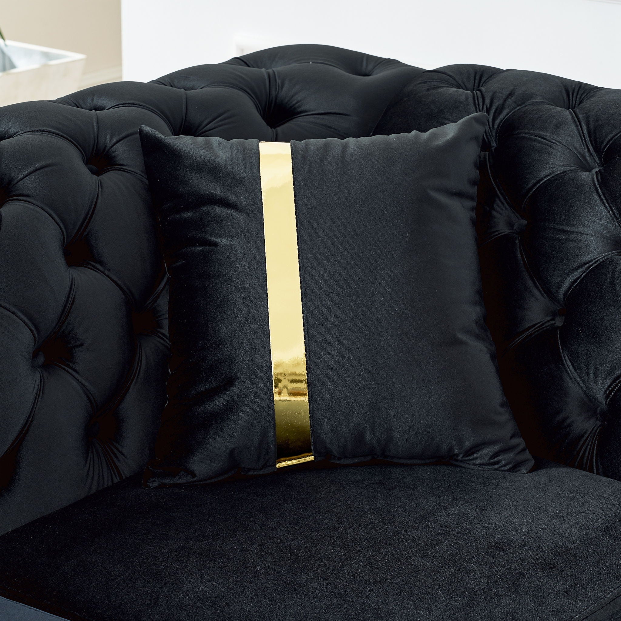 L Shaped Chesterfield Sectional Sofa With Stainless Steel Accents - Best Buy Furniture