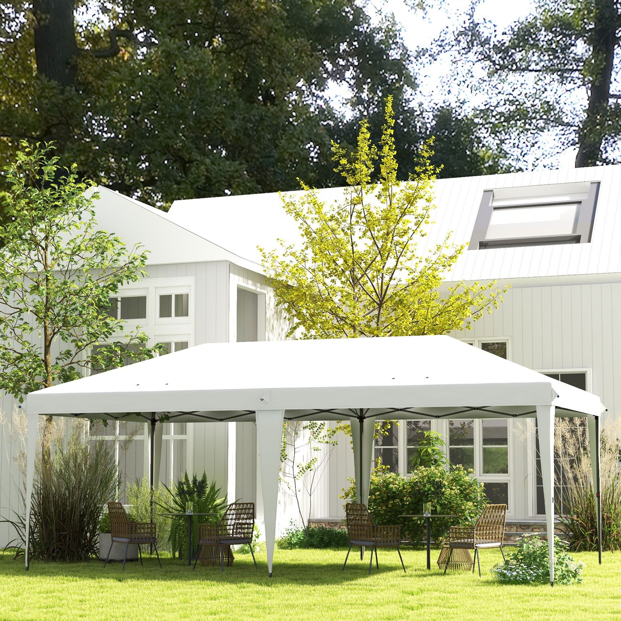 Outsunny - 10' x 19.2' Pop Up Canopy Tent, Heavy Duty Tent For Parties, Outdoor Instant Gazebo Sun Shade Shelter With Carry Bag For Catering, Events, Wedding, Backyard Bbq - Best Buy Furniture