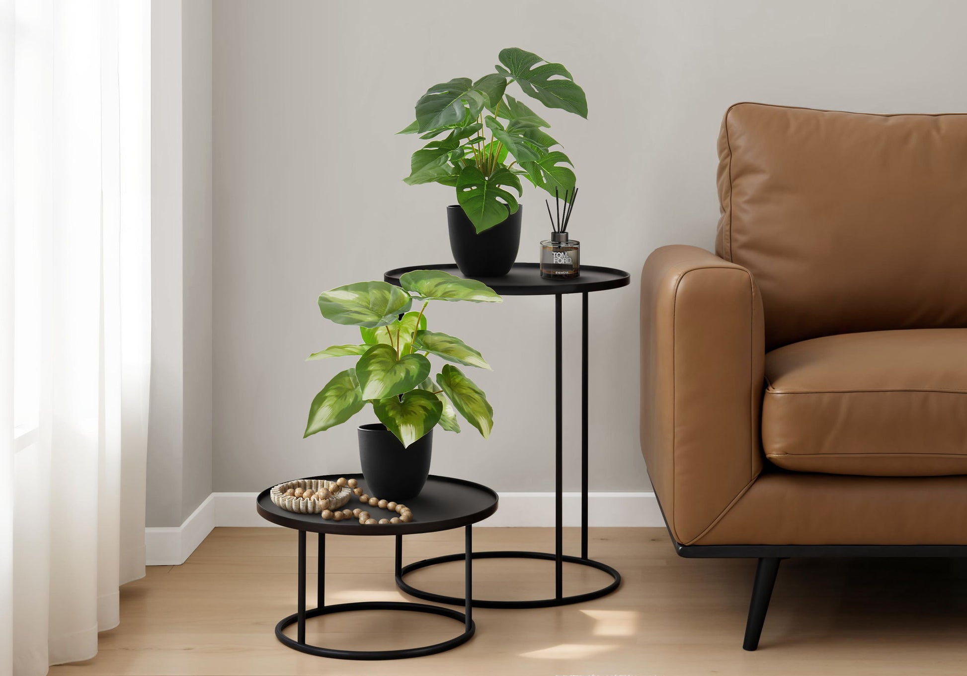 13" Tall, Artificial Plant, Monstera Calthea, Indoor, Faux, Fake, Table, Greenery, Potted, Decorative (Set of 2) - Green / Black - Best Buy Furniture