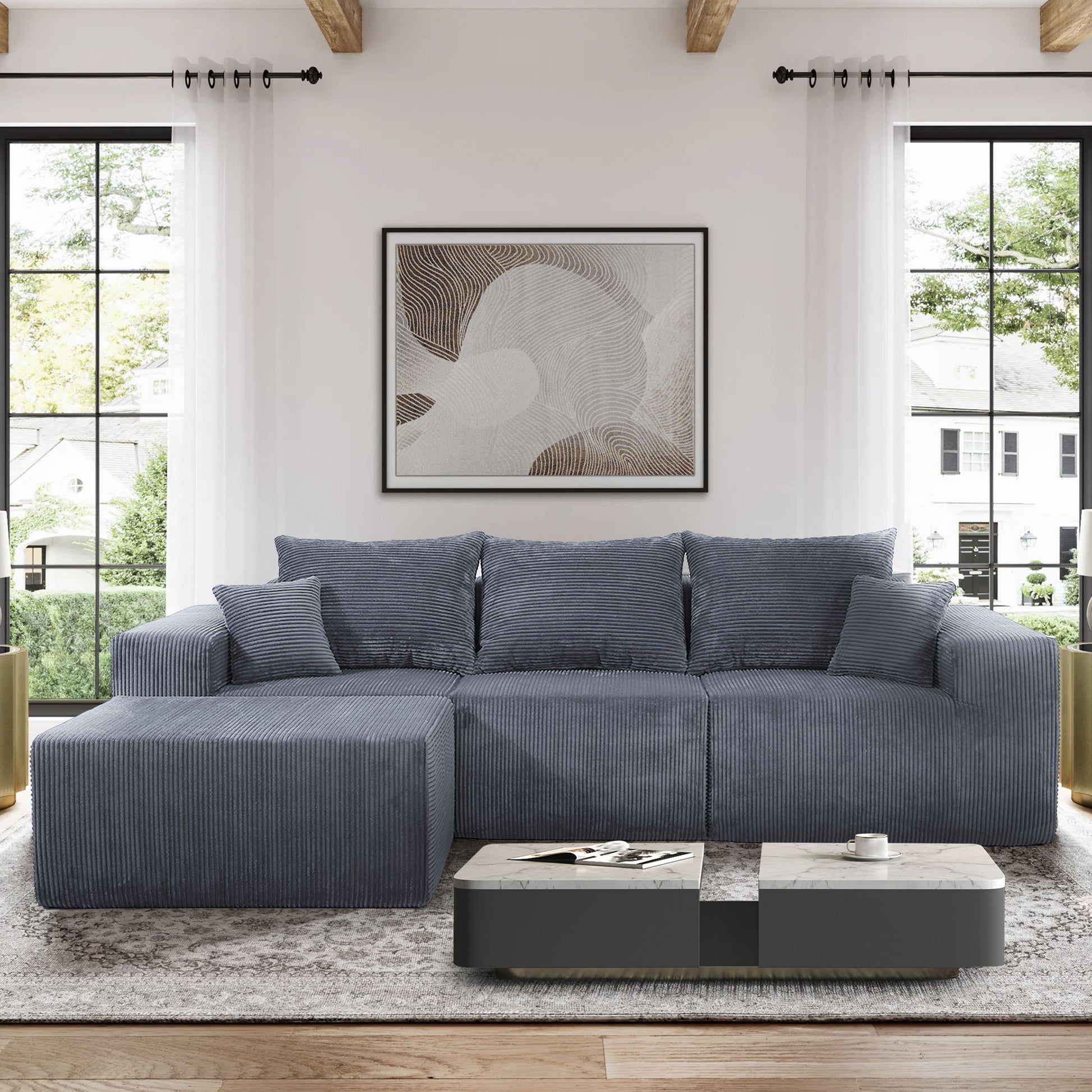 Modular Sectional Sofa, Convertible Couch With Chaise Corduroy - Best Buy Furniture