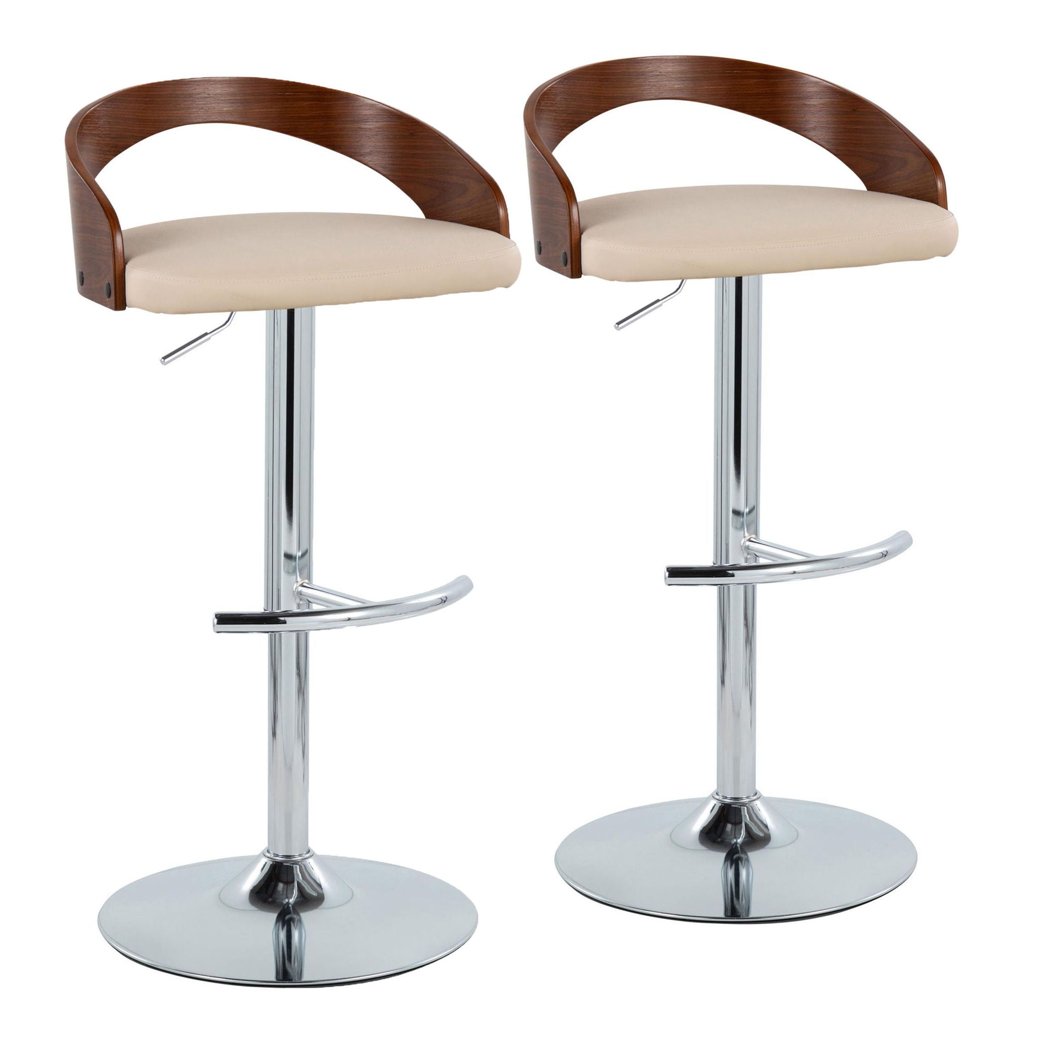 Grotto - Contemporary Adjustable Barstool & Swivel With Rounded T Footrest (Set of 2) - Best Buy Furniture