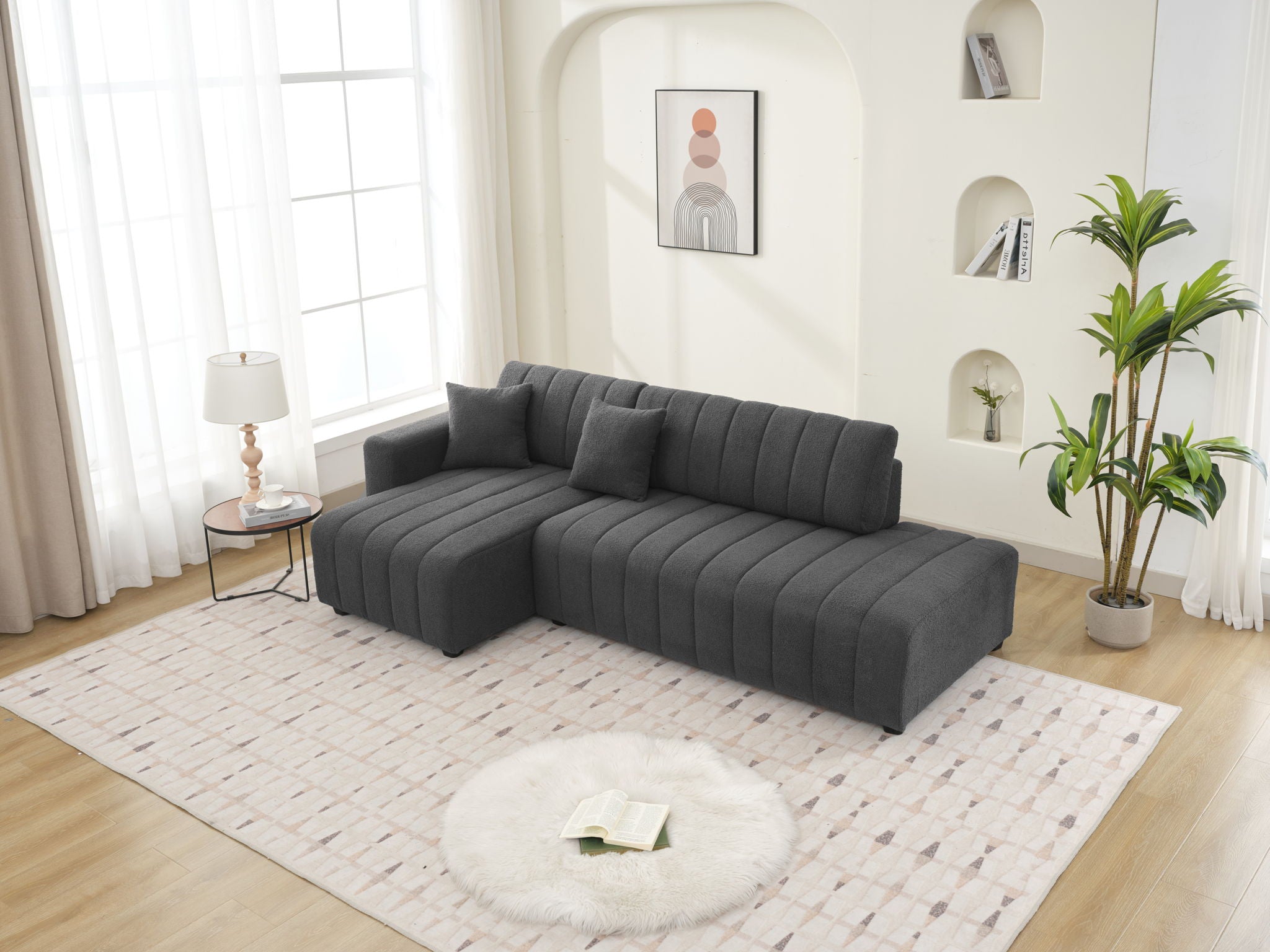 Jessica - Lamb Wool Sectional Sofa With Chaise - Best Buy Furniture