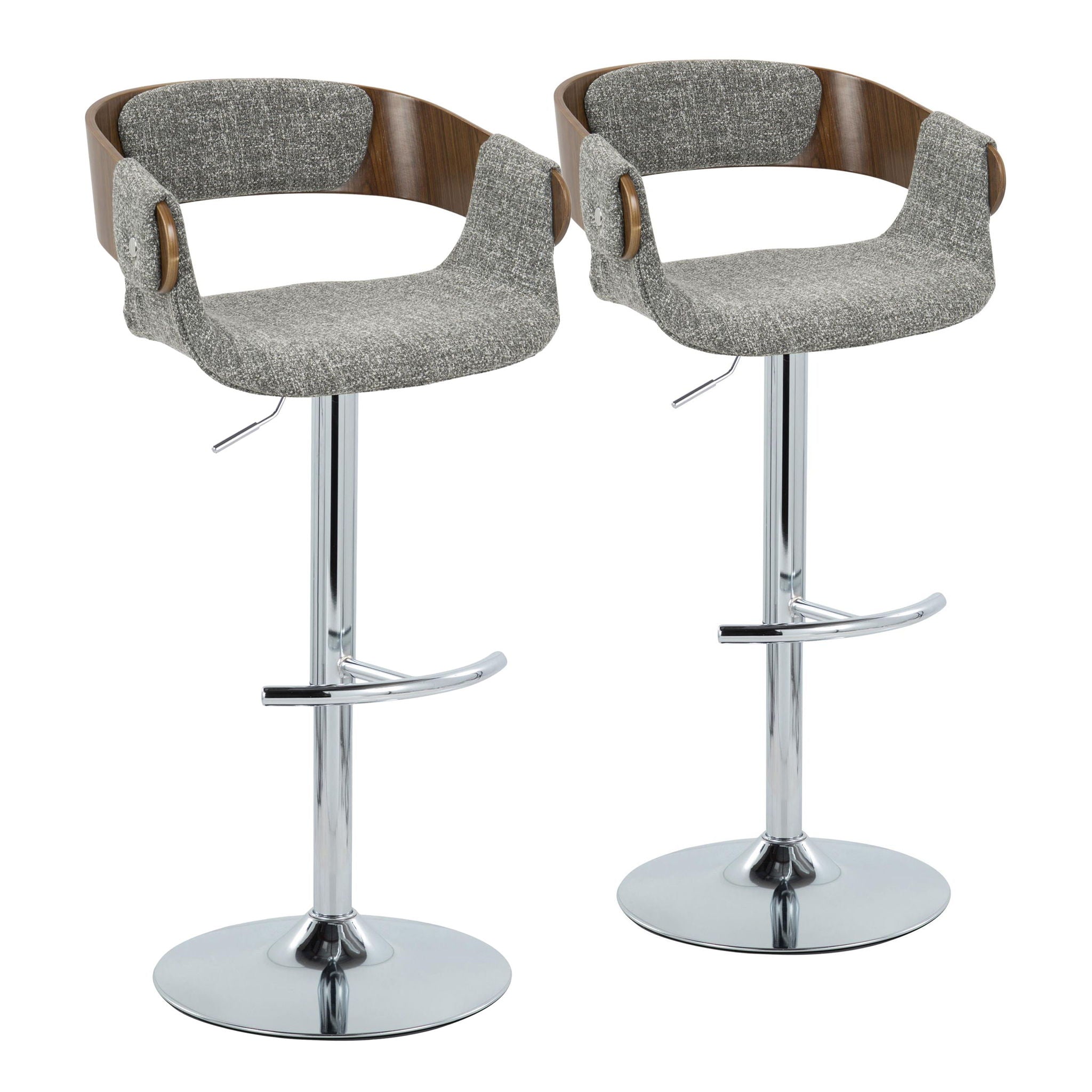 Elisa - Mid Century Modern Adjustable Barstool With Swivel With Rounded T Footrest (Set of 2) - Best Buy Furniture