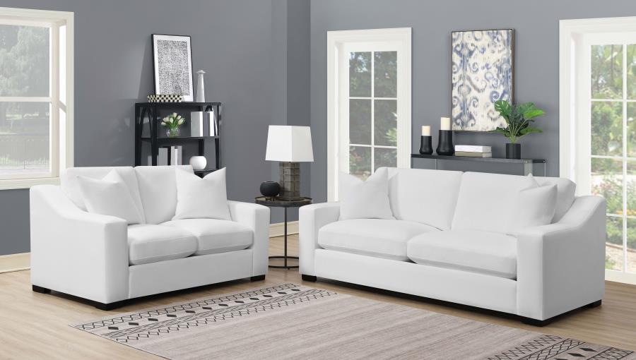 Ashlyn - Upholstered Sloped Arm Loveseat - White - Best Buy Furniture