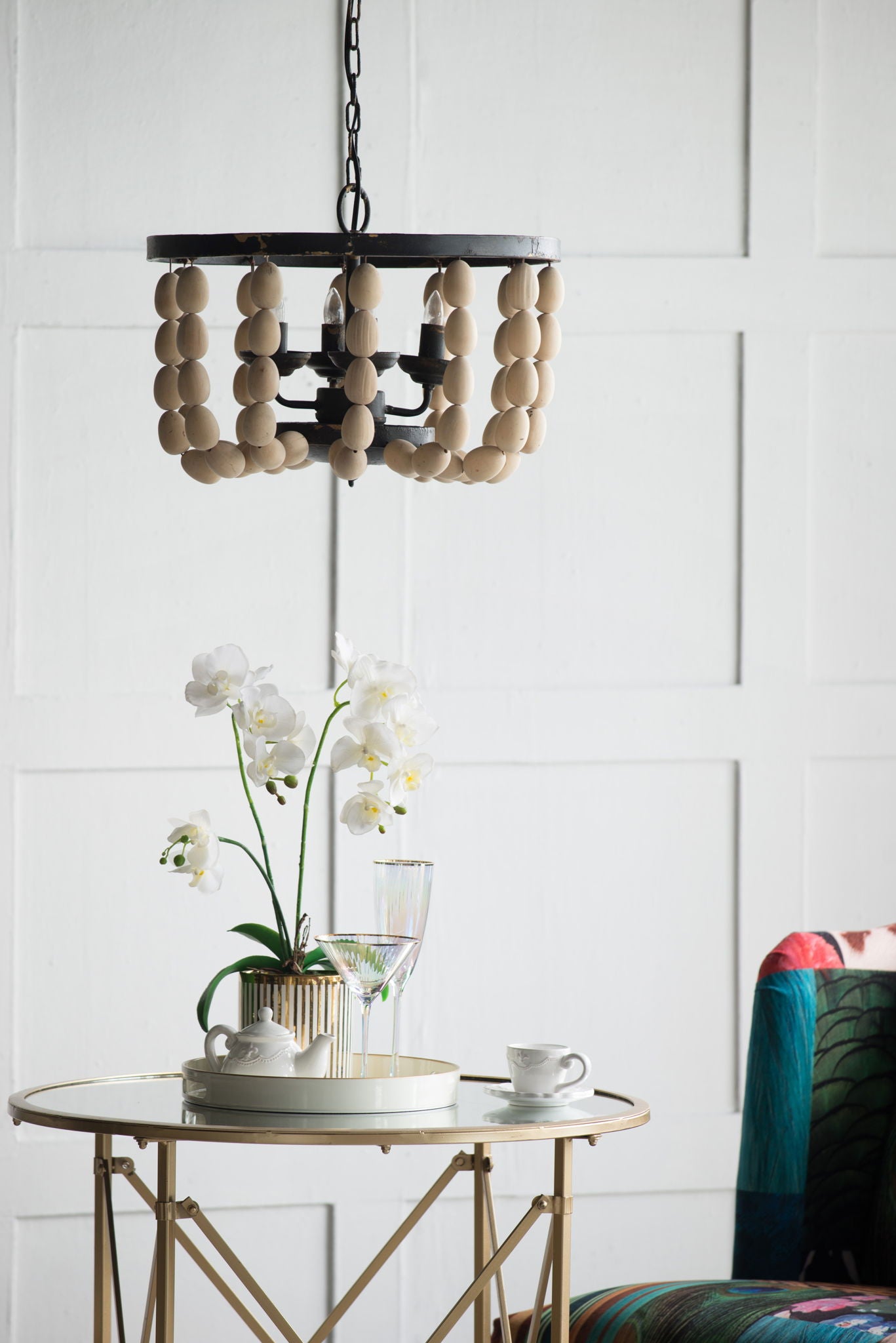 4 Light Wood Chandelier, Hanging Light Fixture With Adjustable Chain For Kitchen, Bulb Not Included - Cream - Best Buy Furniture