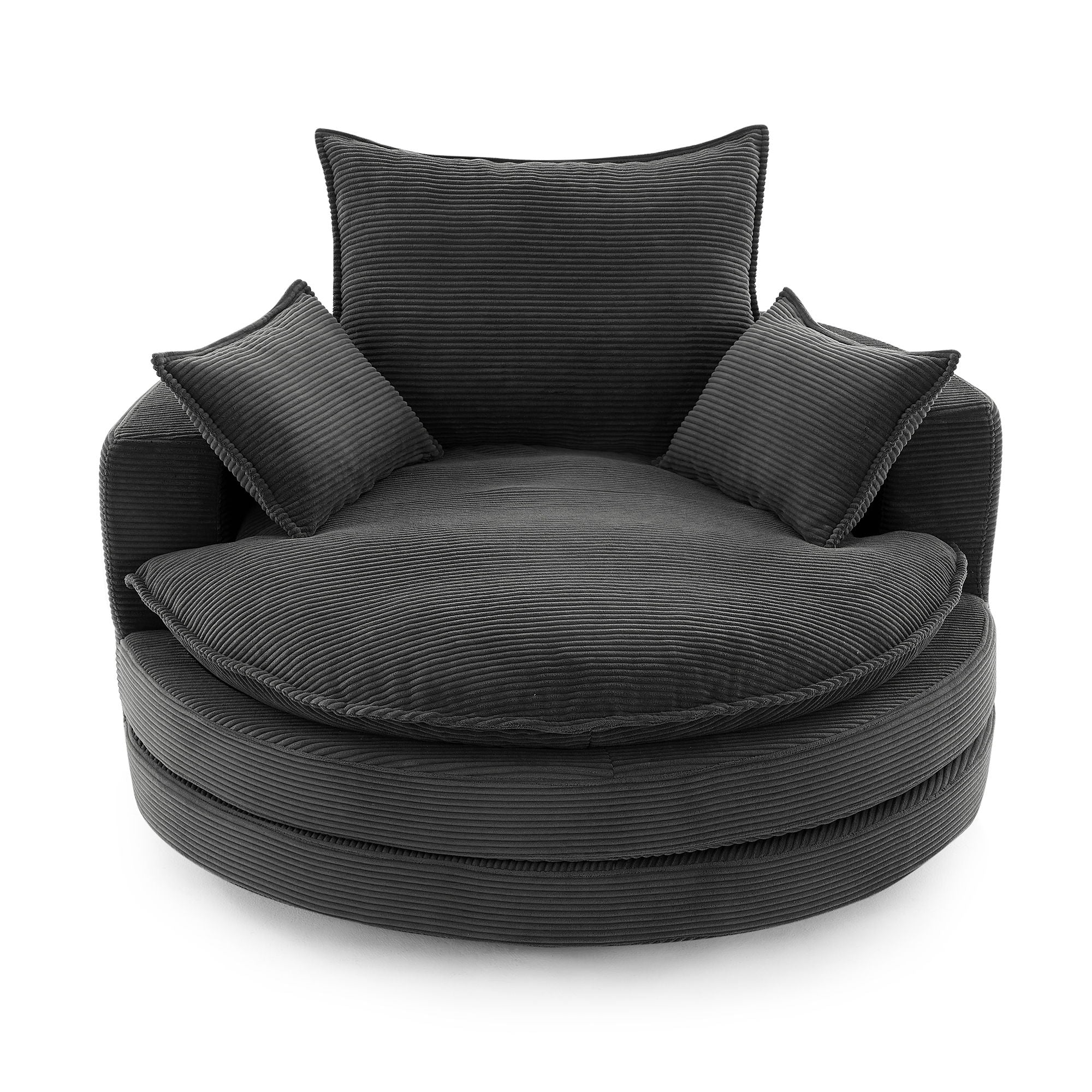 360° Swivel Accent Barrel Chair With Dual Layer Cushion And 3 Removable Pillows - Best Buy Furniture