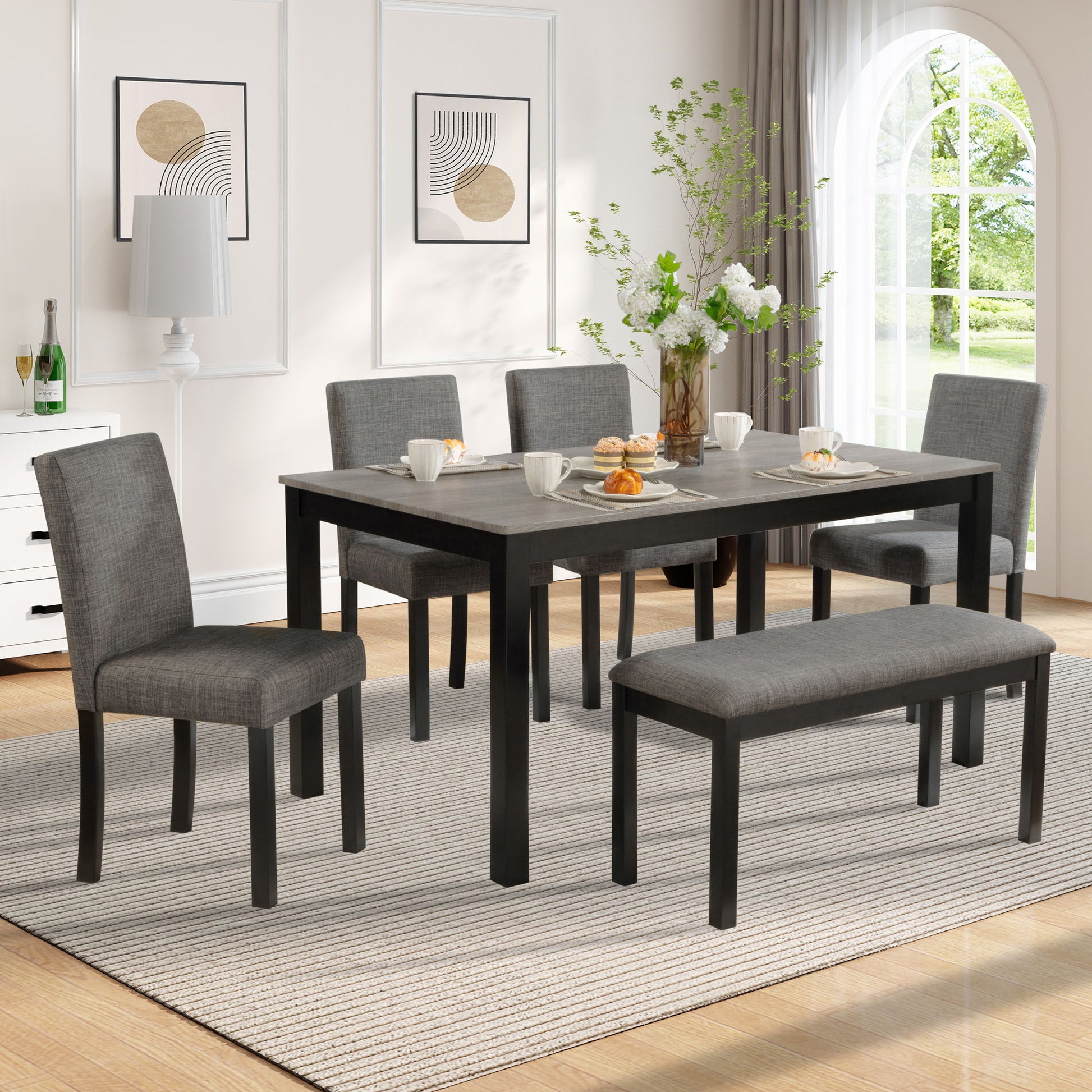 Modern Dining Table Set With Upholstered Chairs For Dining Room - Best Buy Furniture