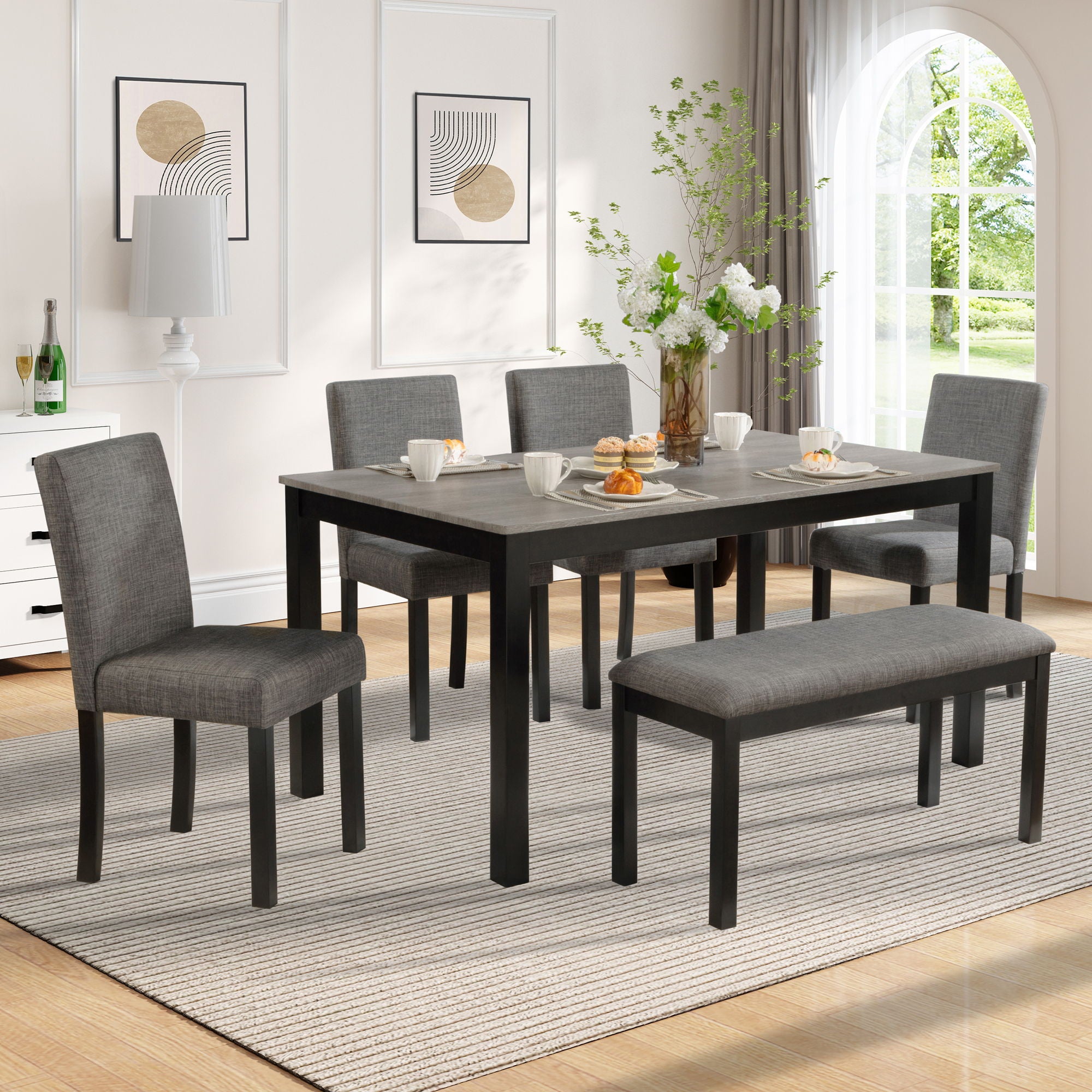 Modern Dining Table Set With Upholstered Chairs For Dining Room - Best Buy Furniture
