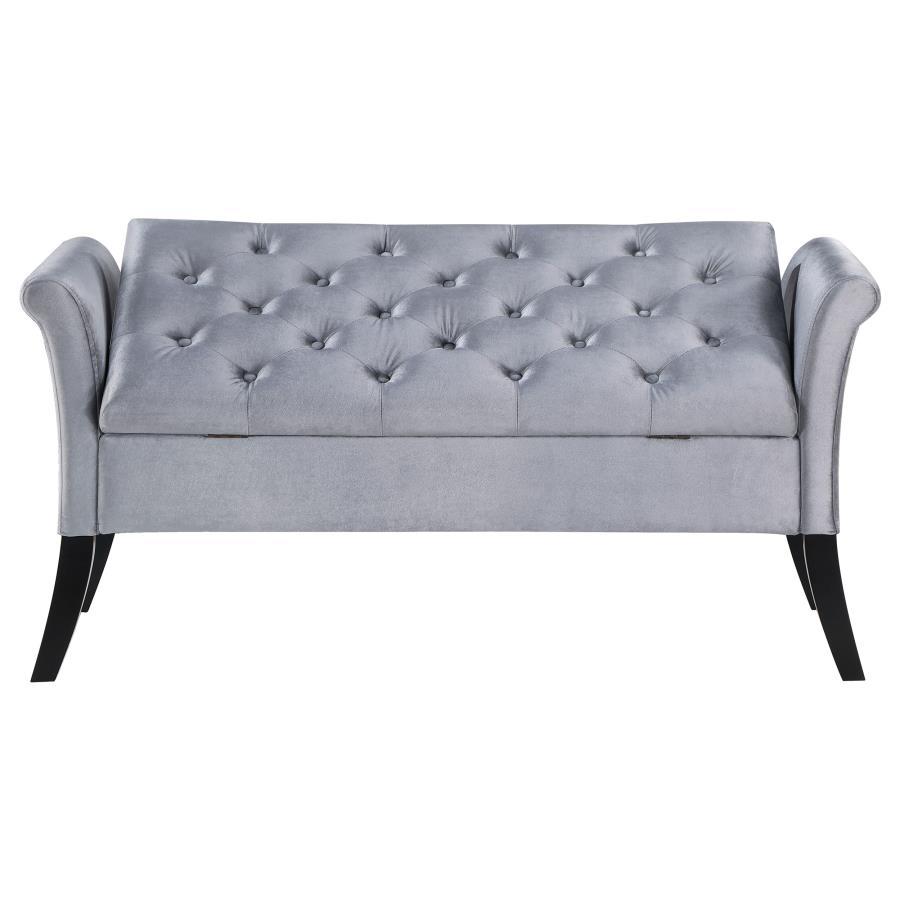 Farrah - Velvet Upholstered Rolled Arm Storage Bench - Best Buy Furniture