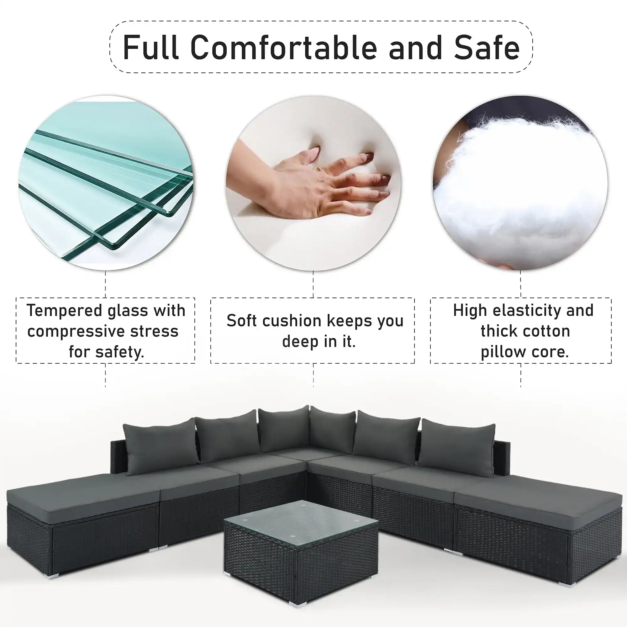 8 Piece Wicker Patio Sofa Set, Gray Cushions - Best Buy Furniture