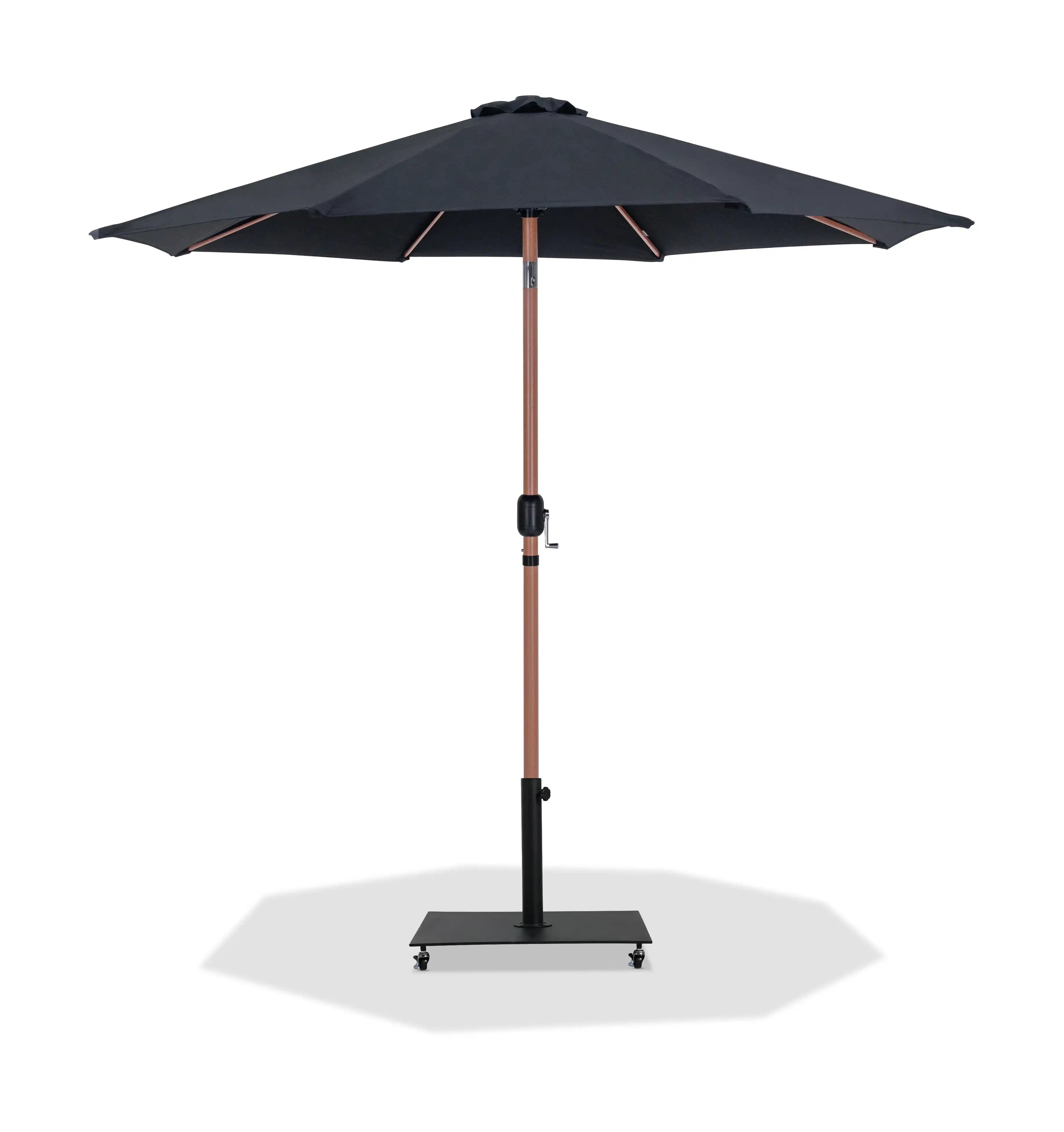 Fiji - Aluminum Patio Umbrella With Square Black And Teak Base - Best Buy Furniture
