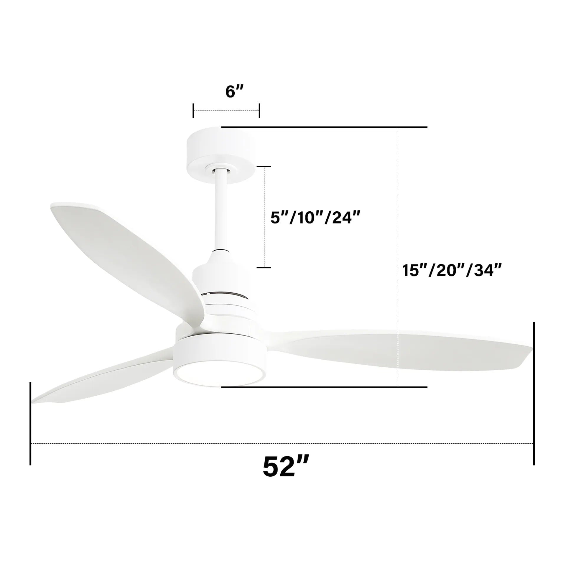 Wooden Ceiling Fan With 3 Solid Wood Blades Remote Control Reversible DC Motor With LED Light - Best Buy Furniture