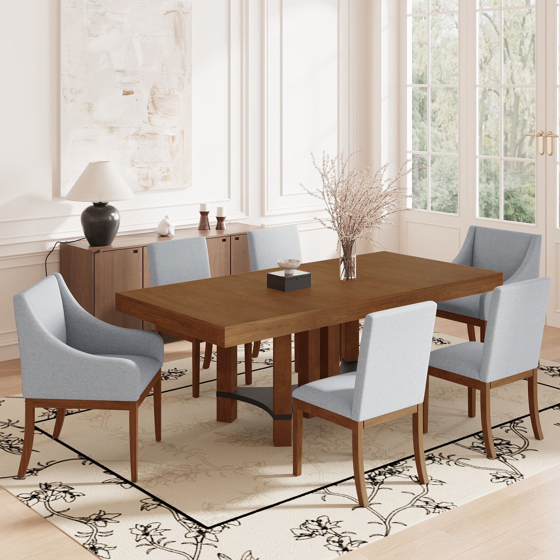 Topmax - 7 Piece Rustic Extendable Dining Table Set With Removable Leaf, 2 Arm Chairs And 4 Armless Chairs - Best Buy Furniture